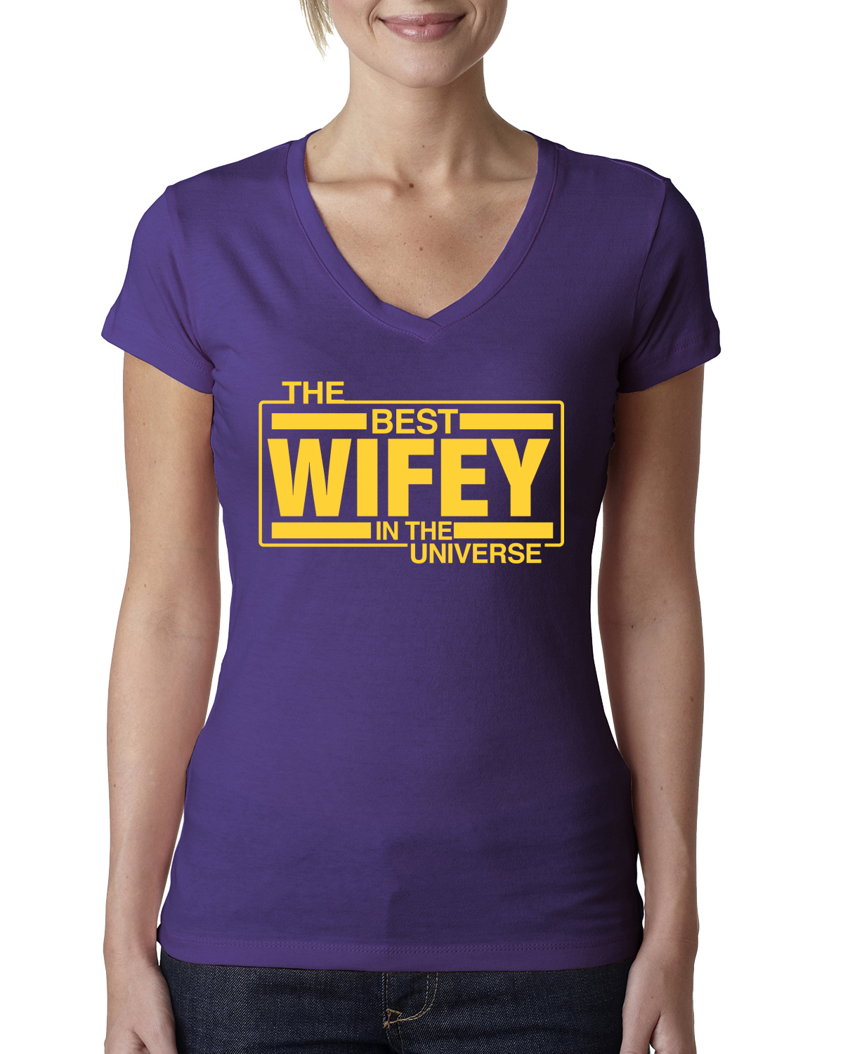 Camiseta para mujer The Best Wifey in The Universe cuello en V junior - Imagen 9 de 10