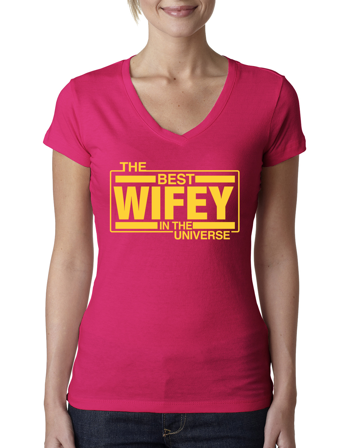 Camiseta para mujer The Best Wifey in The Universe cuello en V junior - Imagen 10 de 10
