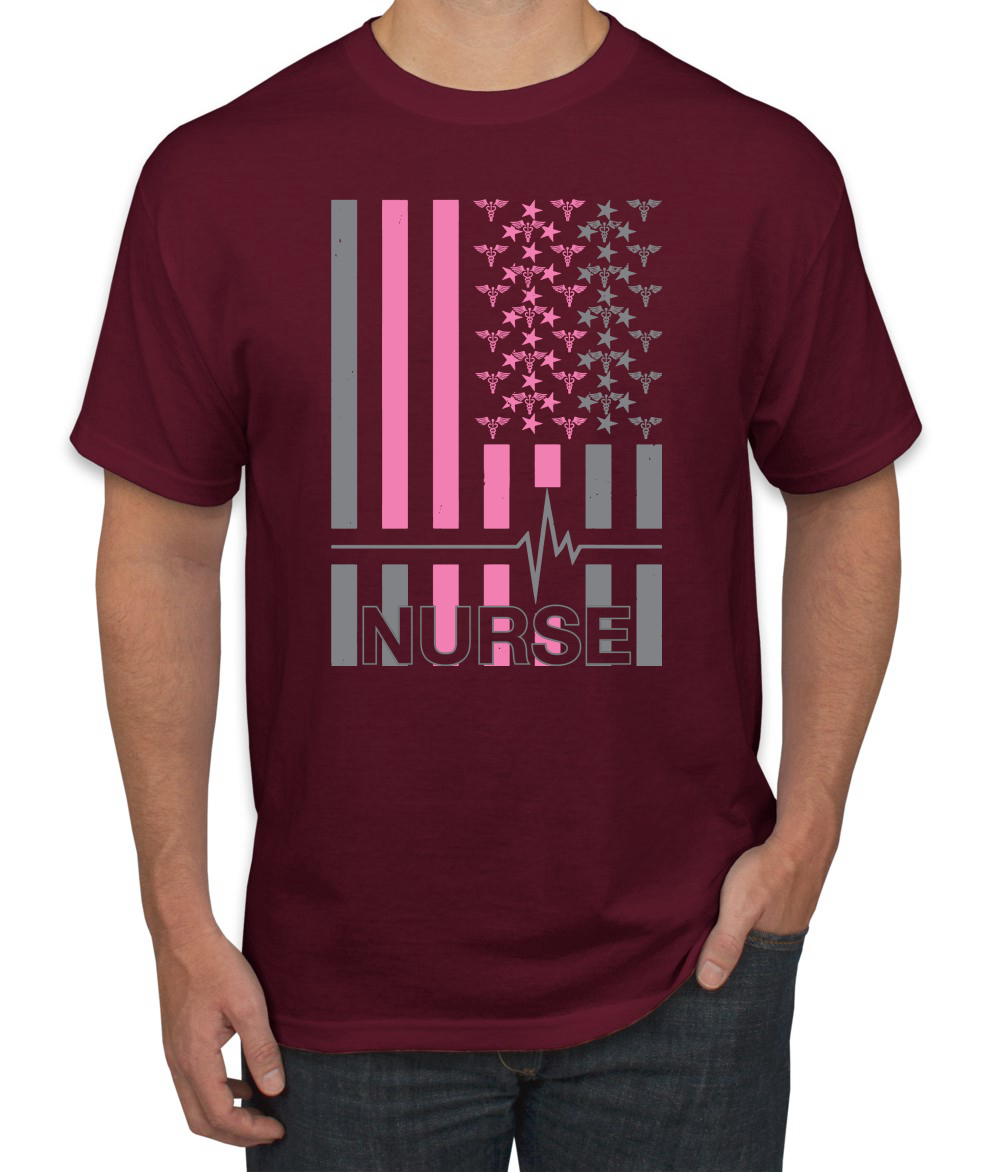 Camiseta gráfica Nurse Flag Heartbeat héroe cuidador enfermera hombre - Imagen 12 de 23