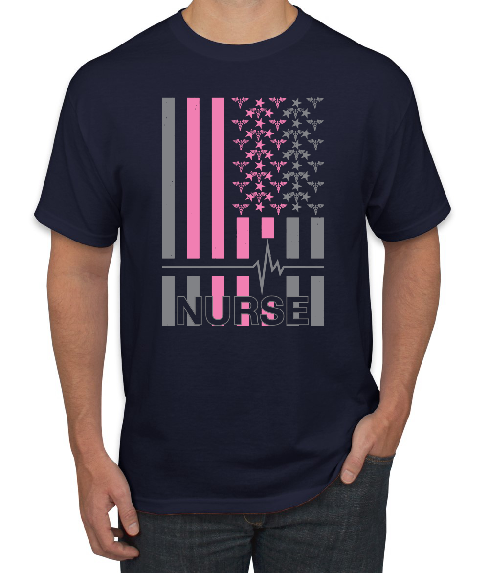 Camiseta gráfica Nurse Flag Heartbeat héroe cuidador enfermera hombre - Imagen 14 de 23