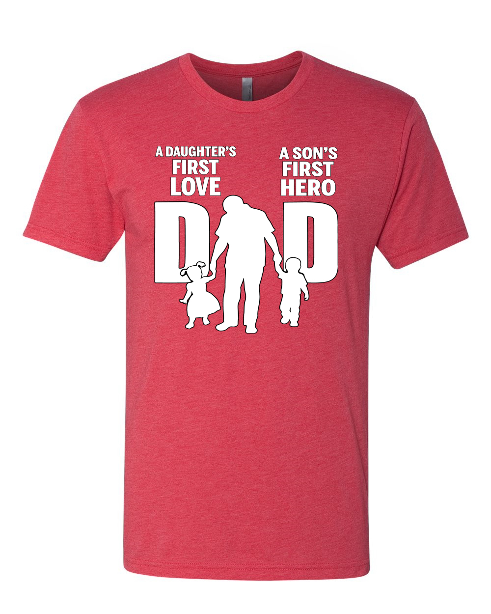 Camiseta Dad Daughters First Love Sons First Hero Hombres Premium Tri Mezcla - Imagen 8 de 9