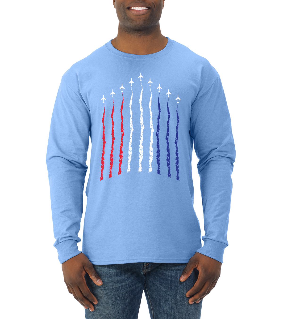 Camiseta America Fighter Jets bandera de EE. UU. Orgullo de la Fuerza Aérea para hombre manga larga - Imagen 7 de 10