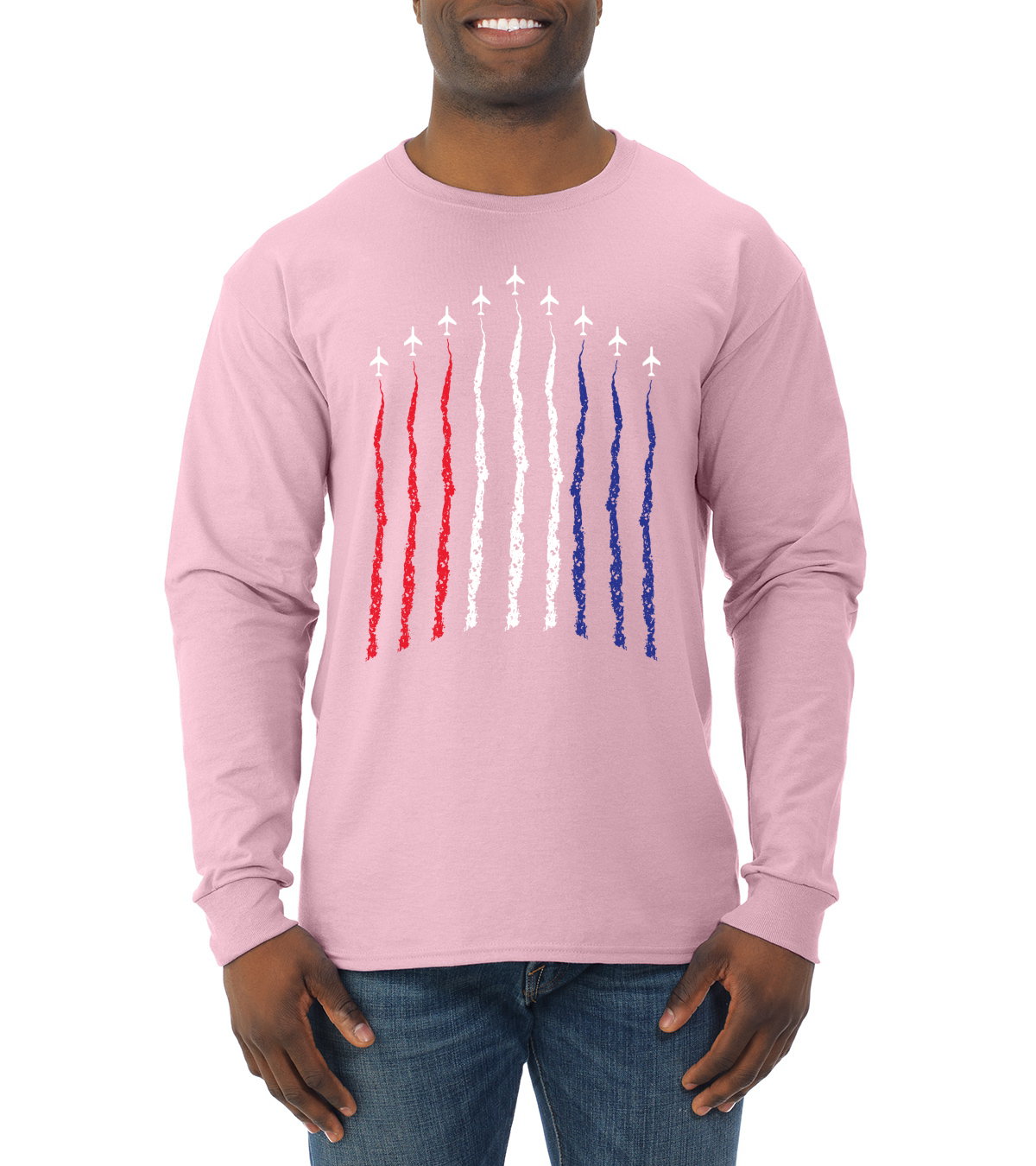 Camiseta America Fighter Jets bandera de EE. UU. Orgullo de la Fuerza Aérea para hombre manga larga - Imagen 8 de 10
