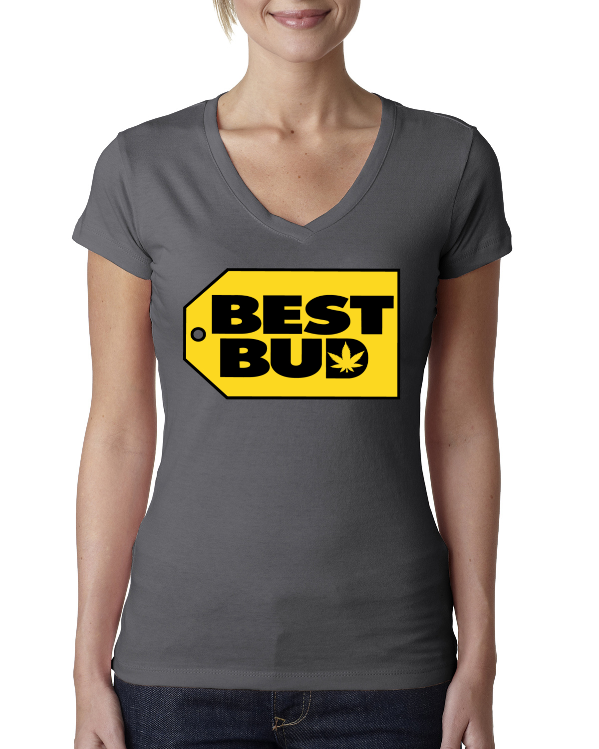 Camiseta Best Bud Parody Hierba Marihuana Stoner Regalo Mujeres Junior Cuello en V - Imagen 9 de 12