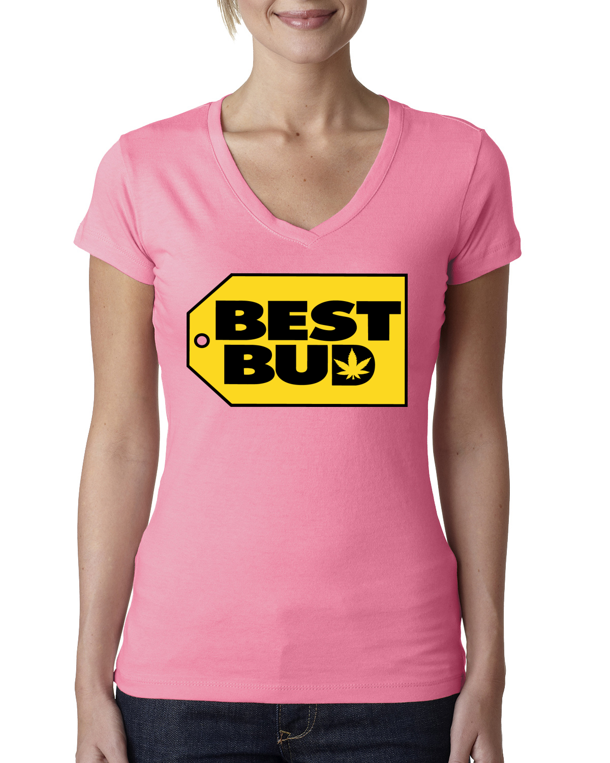 Camiseta Best Bud Parody Hierba Marihuana Stoner Regalo Mujeres Junior Cuello en V - Imagen 10 de 12