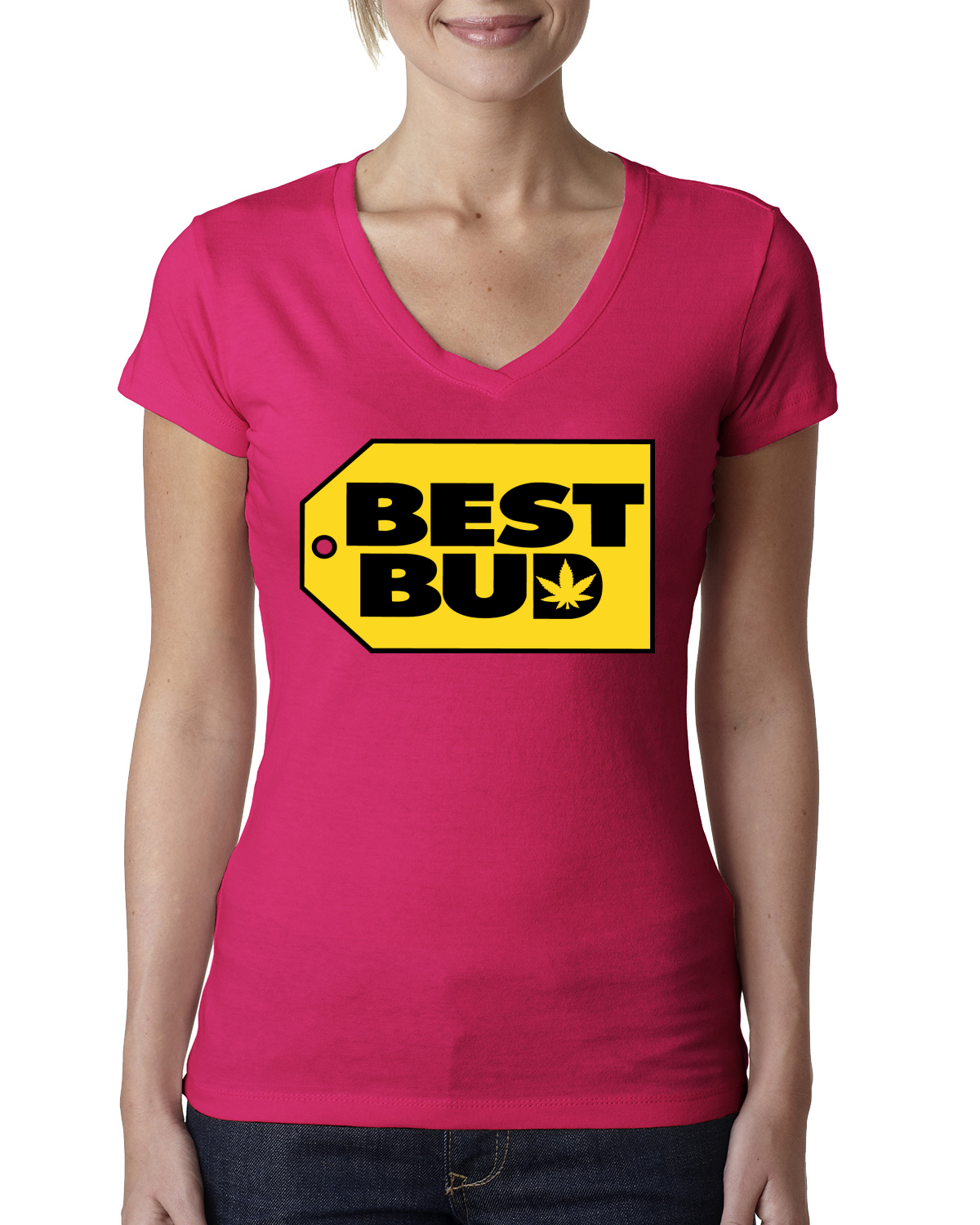 Camiseta Best Bud Parody Hierba Marihuana Stoner Regalo Mujeres Junior Cuello en V - Imagen 12 de 12