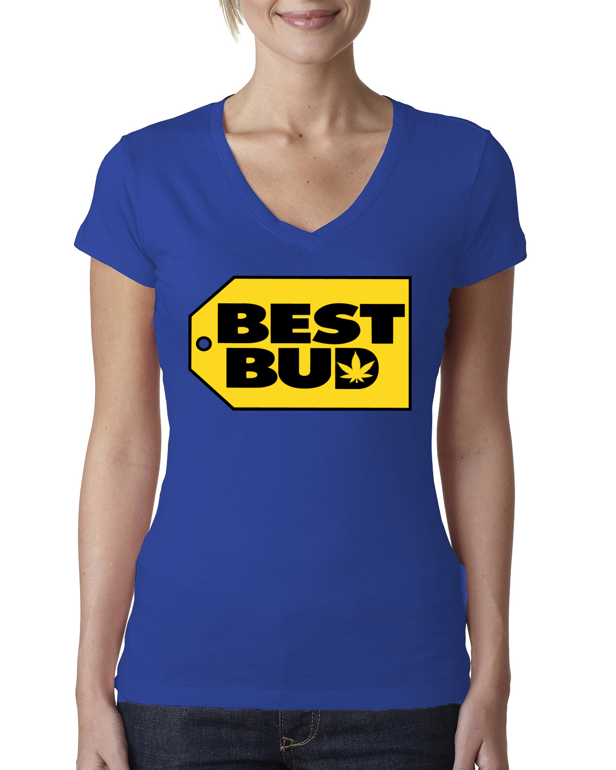 Camiseta Best Bud Parody Hierba Marihuana Stoner Regalo Mujeres Junior Cuello en V - Imagen 7 de 12