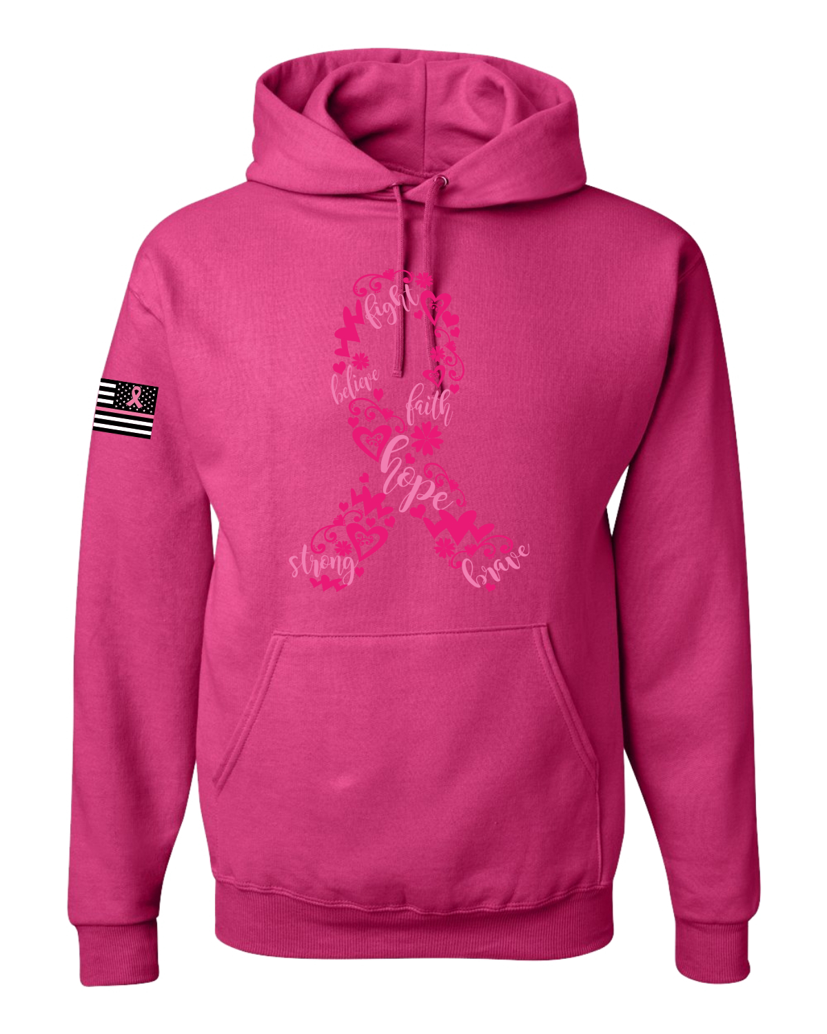 Collection Designs Breast Cancer Awareness US Flag Pride Unisex Pink Sweatshirt