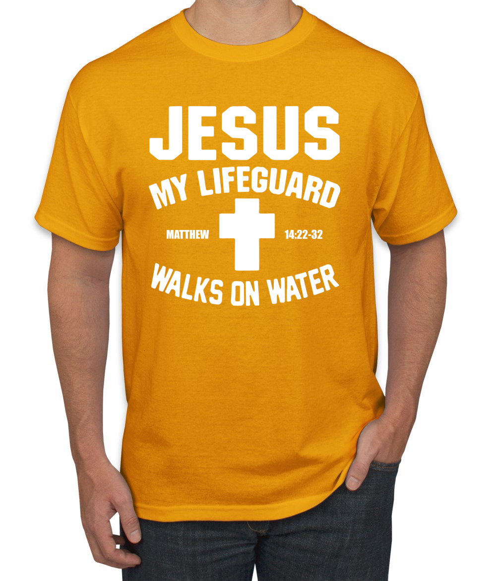 Jesus My Lifeguard Walks on Water Matthew 14:22l Men T-Shirt - Picture 23 of 27