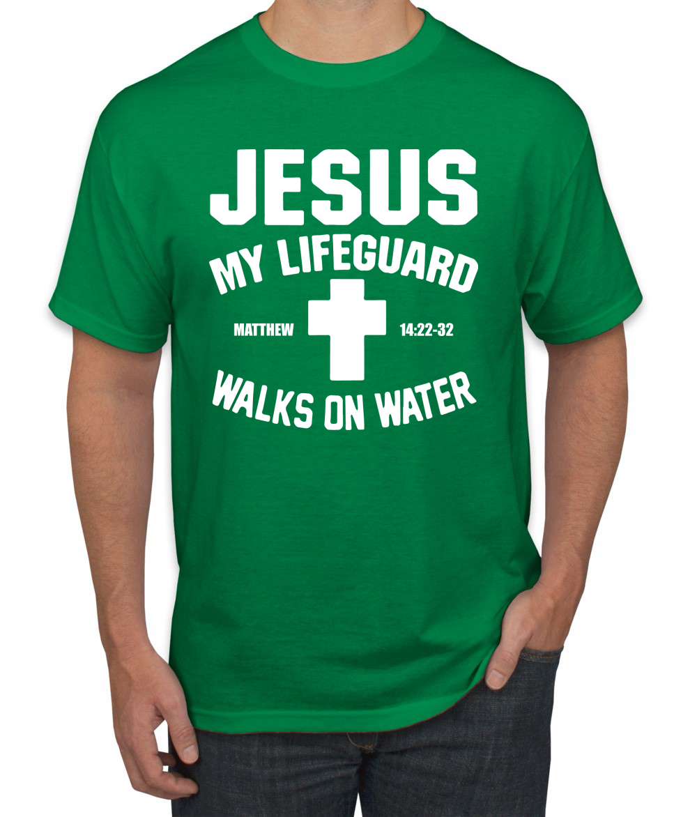 Jesus My Lifeguard Walks on Water Matthew 14:22l Men T-Shirt - Picture 8 of 27