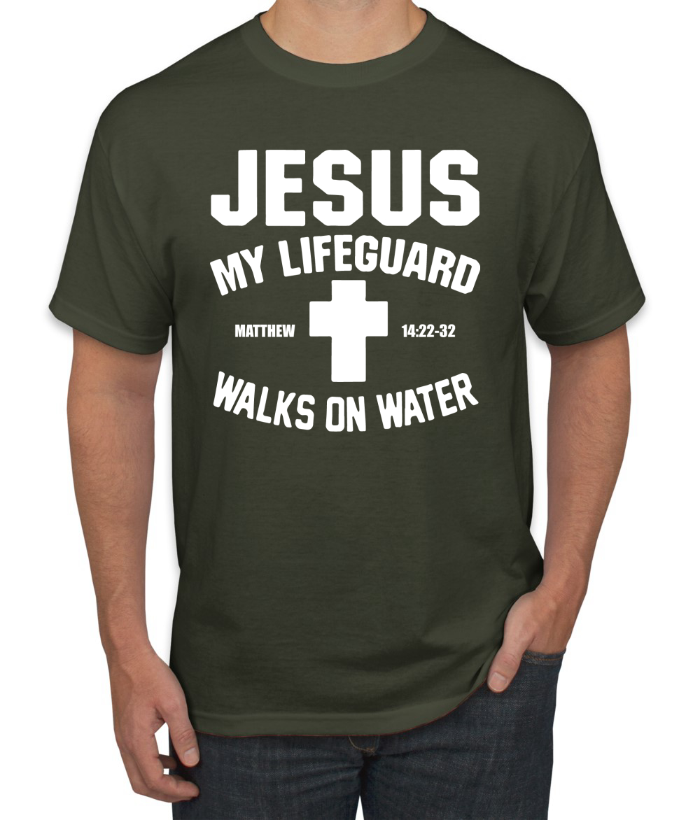 Jesus My Lifeguard Walks on Water Matthew 14:22l Men T-Shirt - Picture 26 of 27
