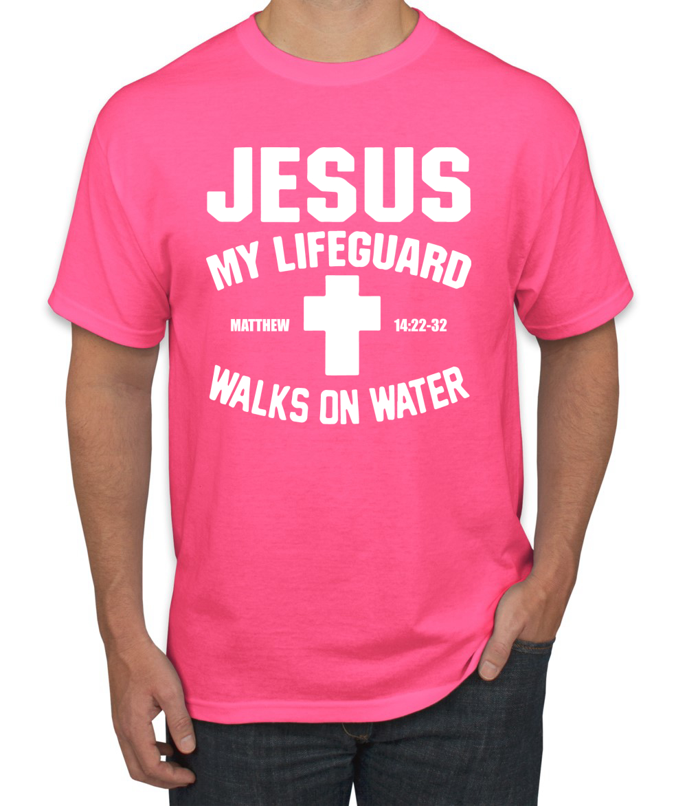 Jesus My Lifeguard Walks on Water Matthew 14:22l Men T-Shirt - Picture 12 of 27
