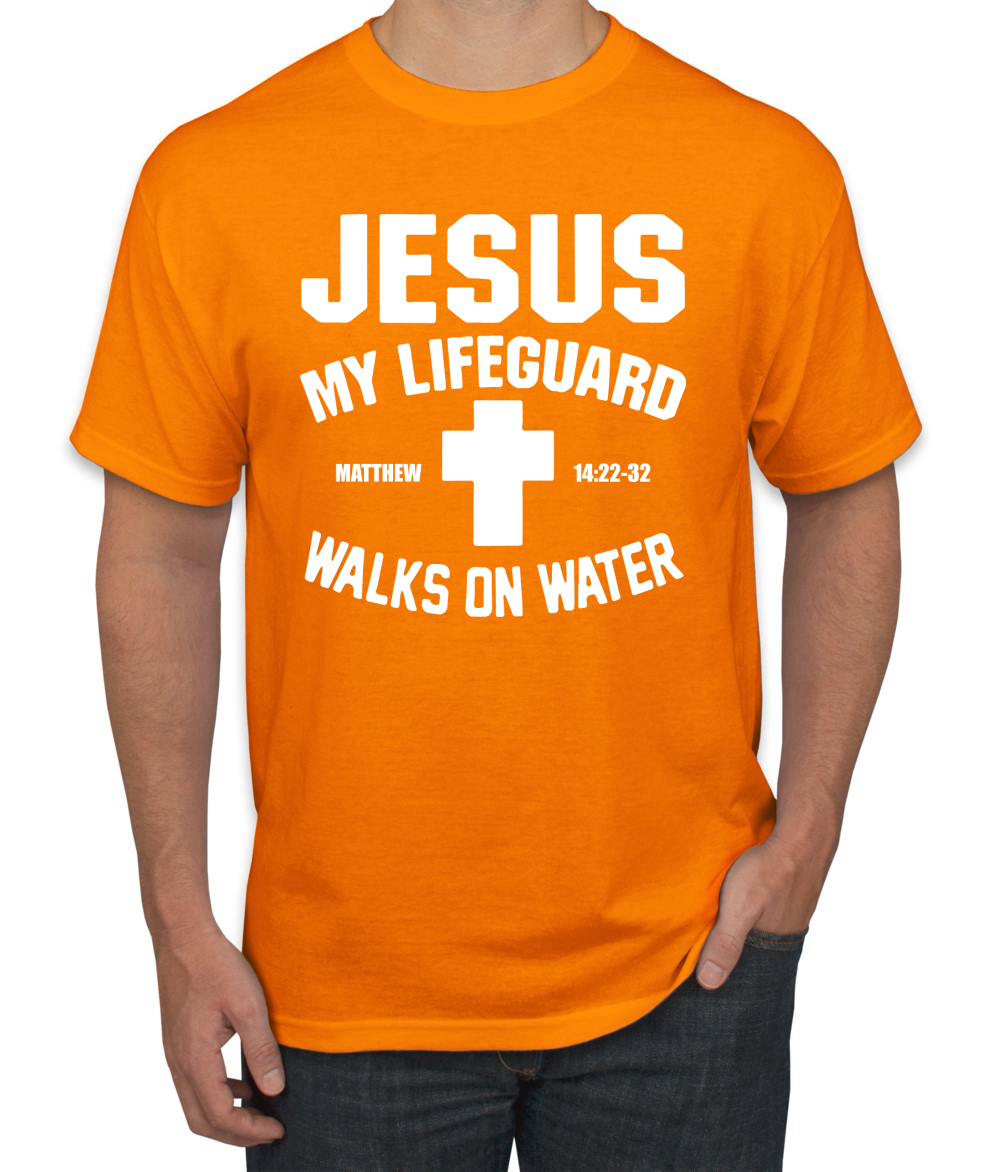 Jesus My Lifeguard Walks on Water Matthew 14:22l Men T-Shirt - Picture 13 of 27