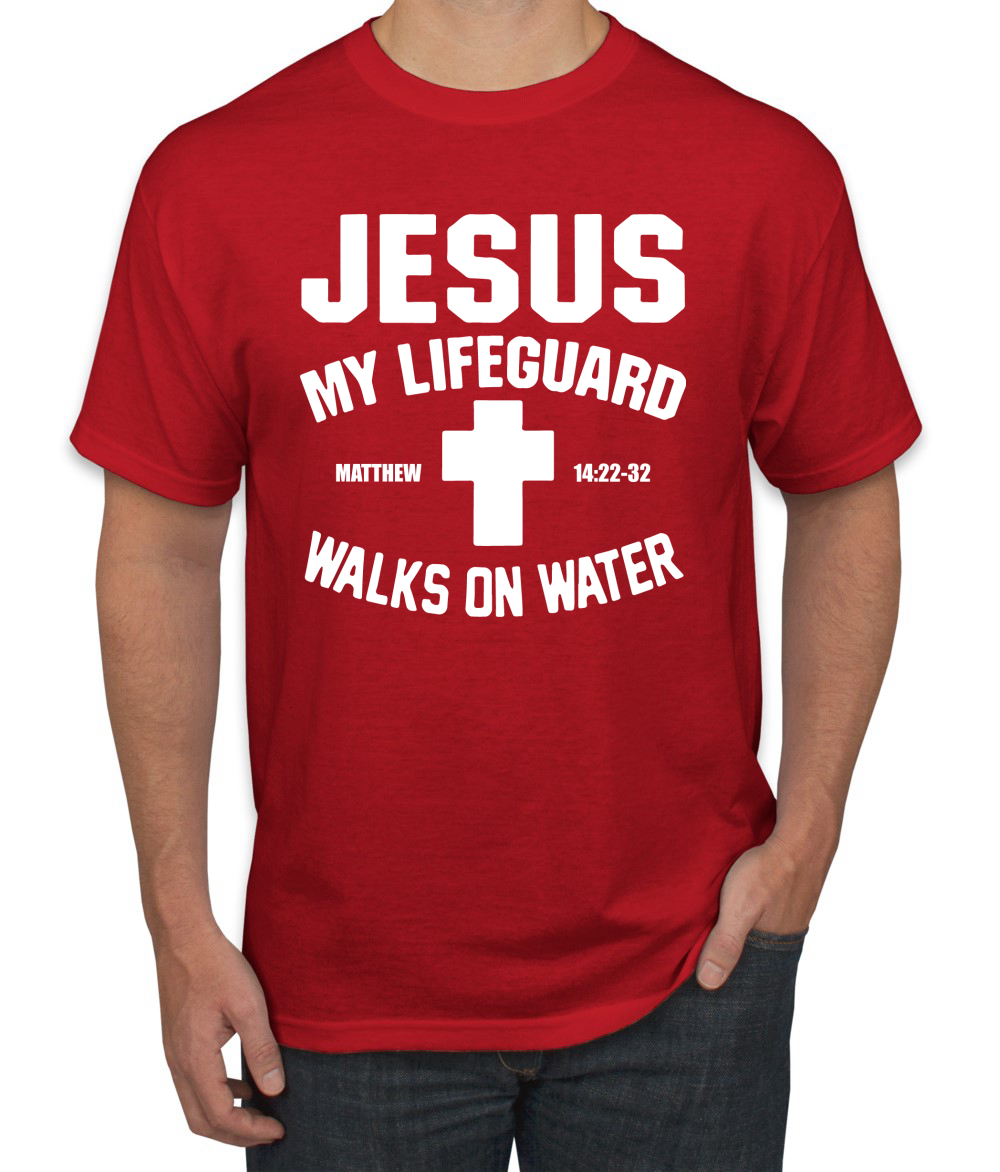 Jesus My Lifeguard Walks on Water Matthew 14:22l Men T-Shirt - Picture 15 of 27