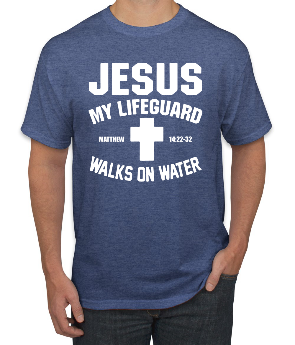 Jesus My Lifeguard Walks on Water Matthew 14:22l Men T-Shirt - Picture 17 of 27