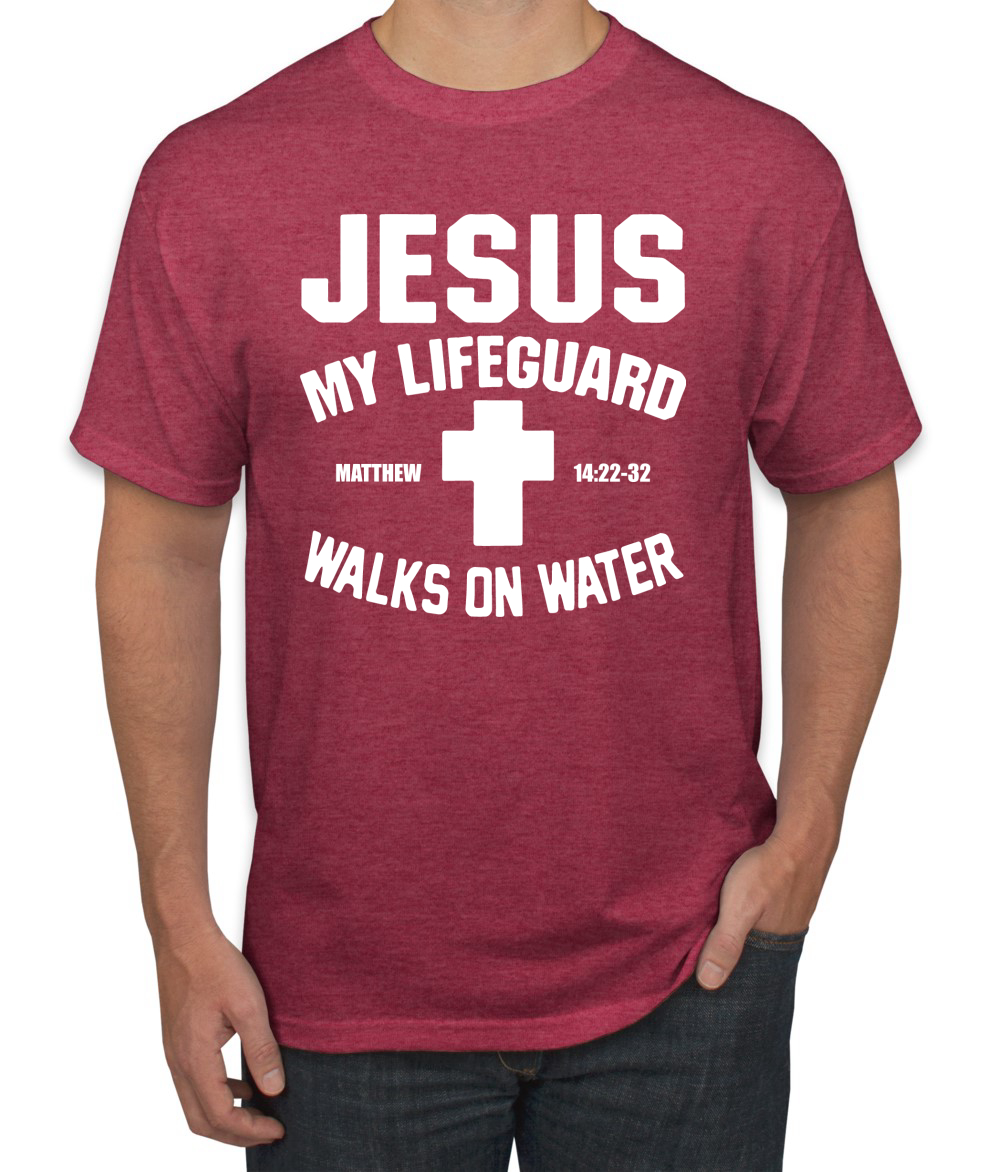 Jesus My Lifeguard Walks on Water Matthew 14:22l Men T-Shirt - Picture 19 of 27