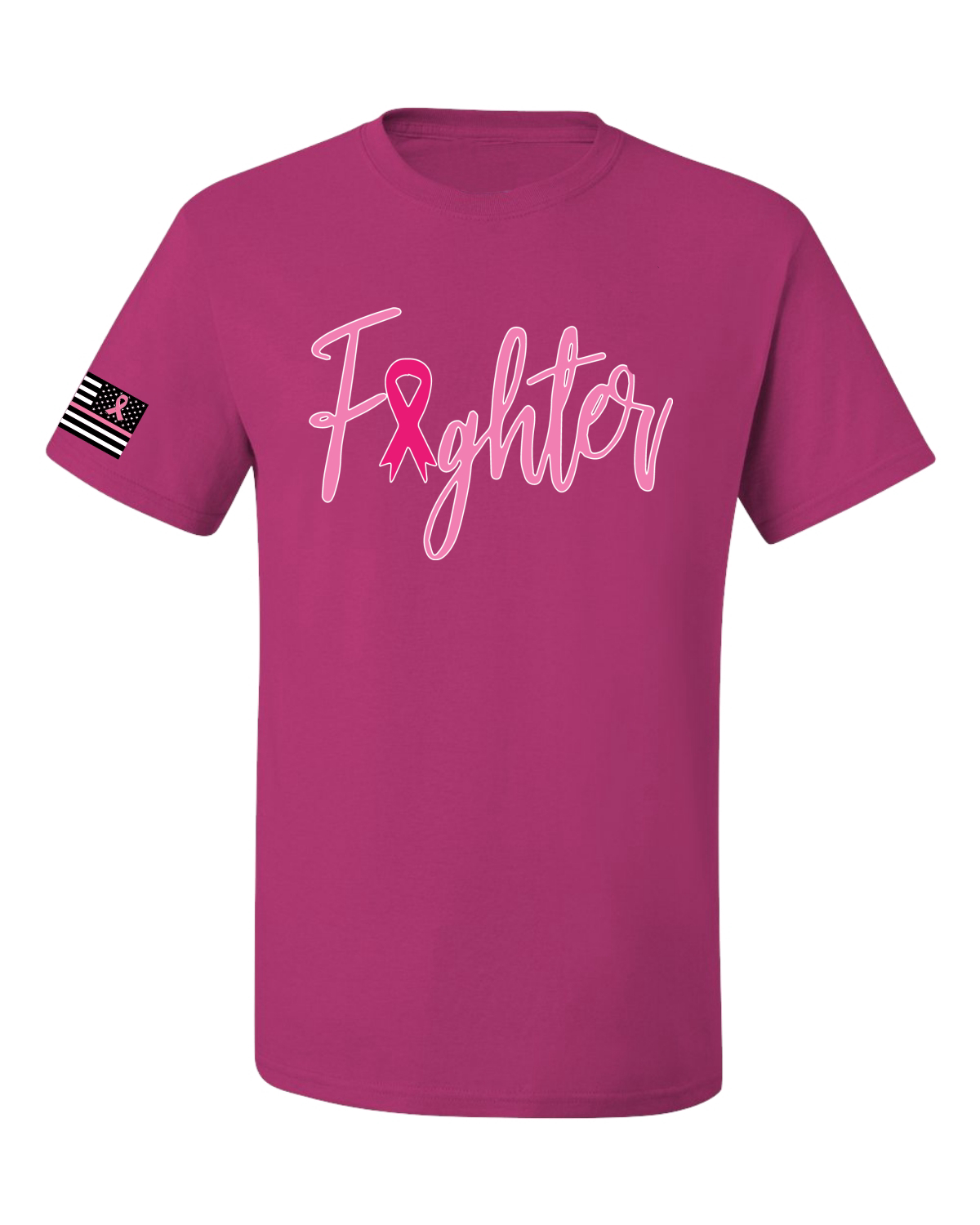 Collection Designs Breast Cancer Awareness US Flag Sleeve Unisex Pink T-Shirt - Bild 6 von 22