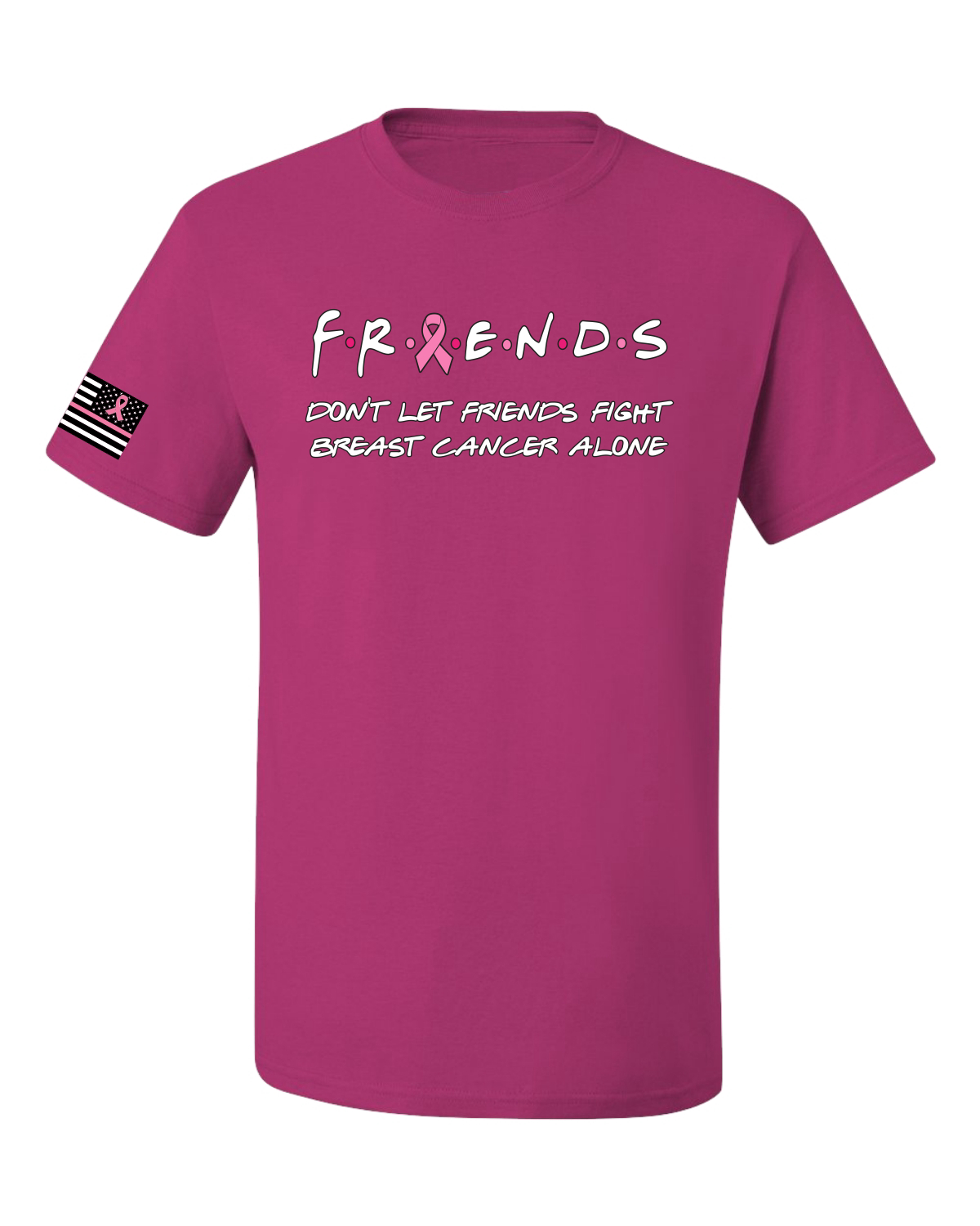 Collection Designs Breast Cancer Awareness US Flag Sleeve Unisex Pink T-Shirt - Bild 8 von 22