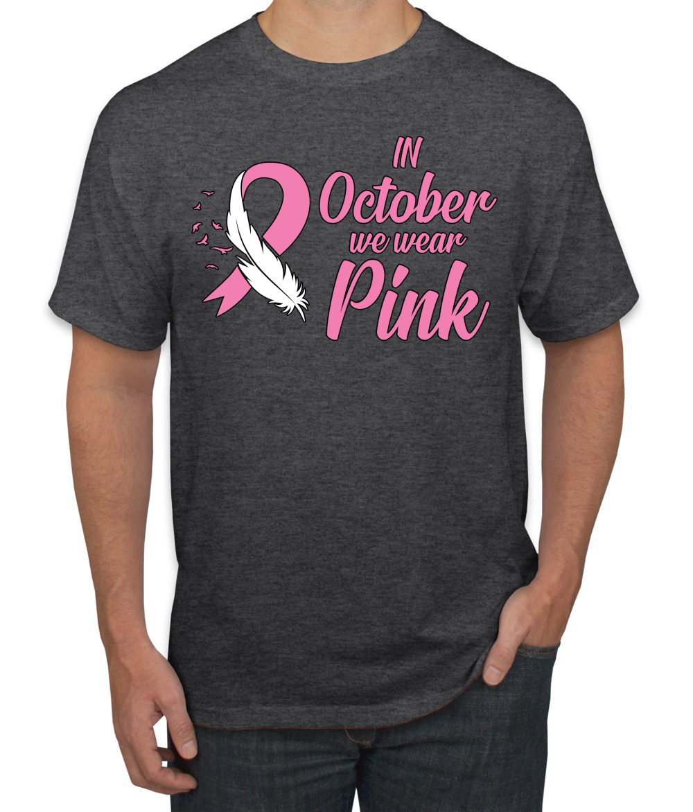 En Octubre We Wear Camiseta Rosa Concientización sobre el Cáncer de Mama Hombres - Imagen 8 de 25