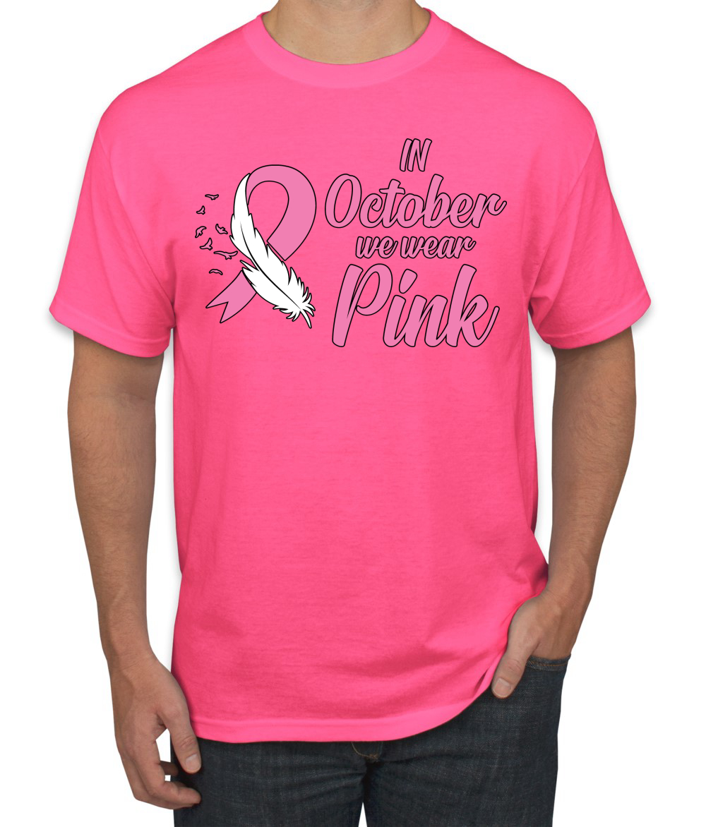 En Octubre We Wear Camiseta Rosa Concientización sobre el Cáncer de Mama Hombres - Imagen 17 de 25