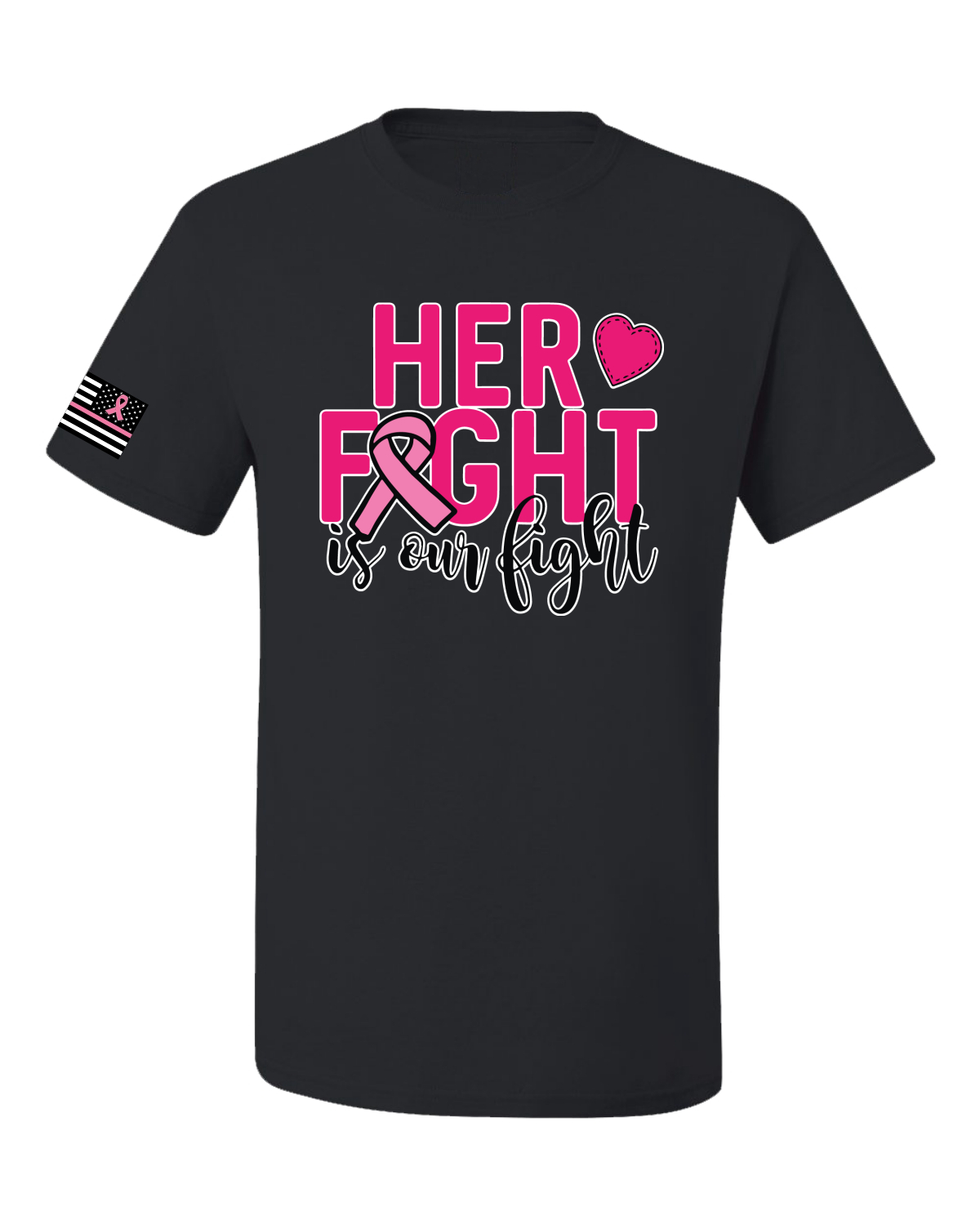 Collection Designs Breast Cancer Awareness US Flag Pride Unisex Black T-Shirt