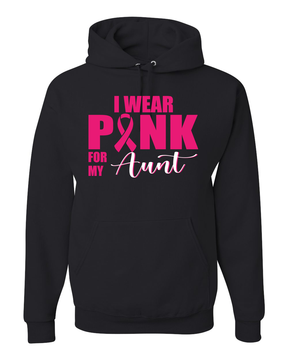 Breast Cancer Awareness Pink Ribbon Survivor Support Black Hoodie Sweatshirt - Picture 6 of 7