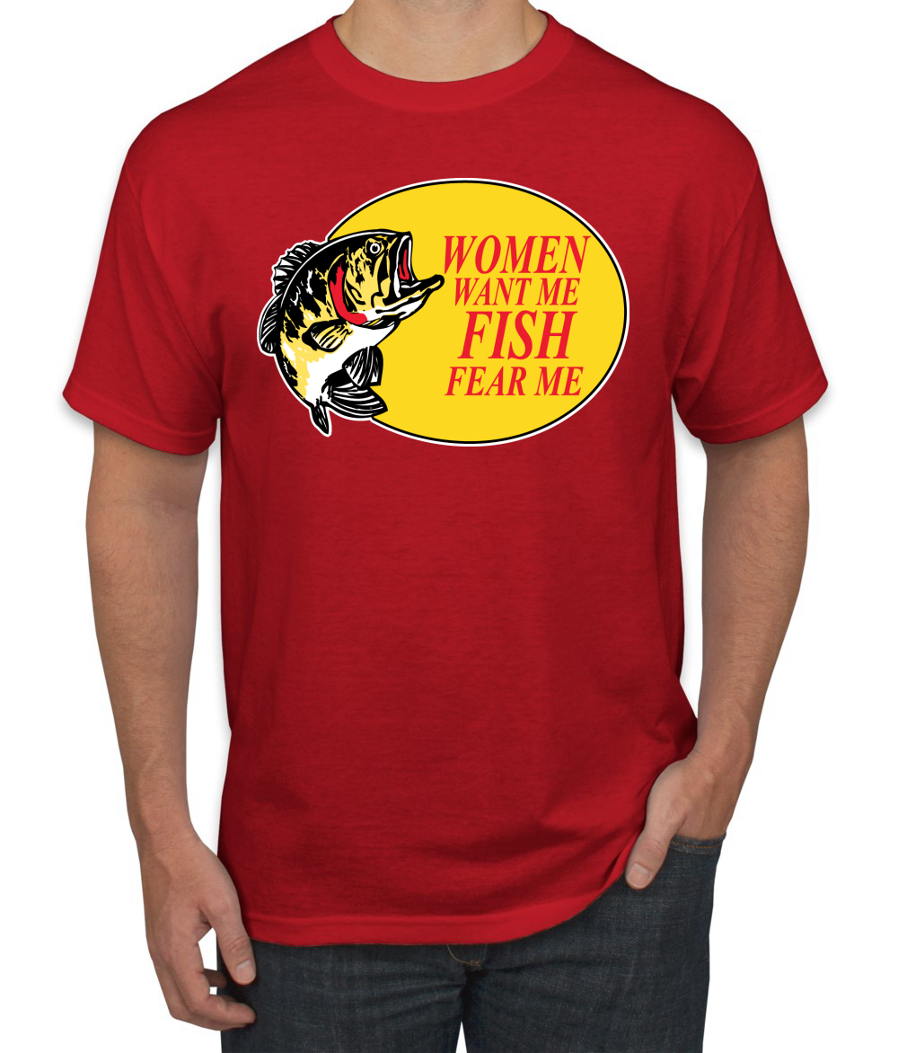 Women Want Me Fish Fear Me Fishing Men's Graphic T-Shirt, Light Pink, 5XL 