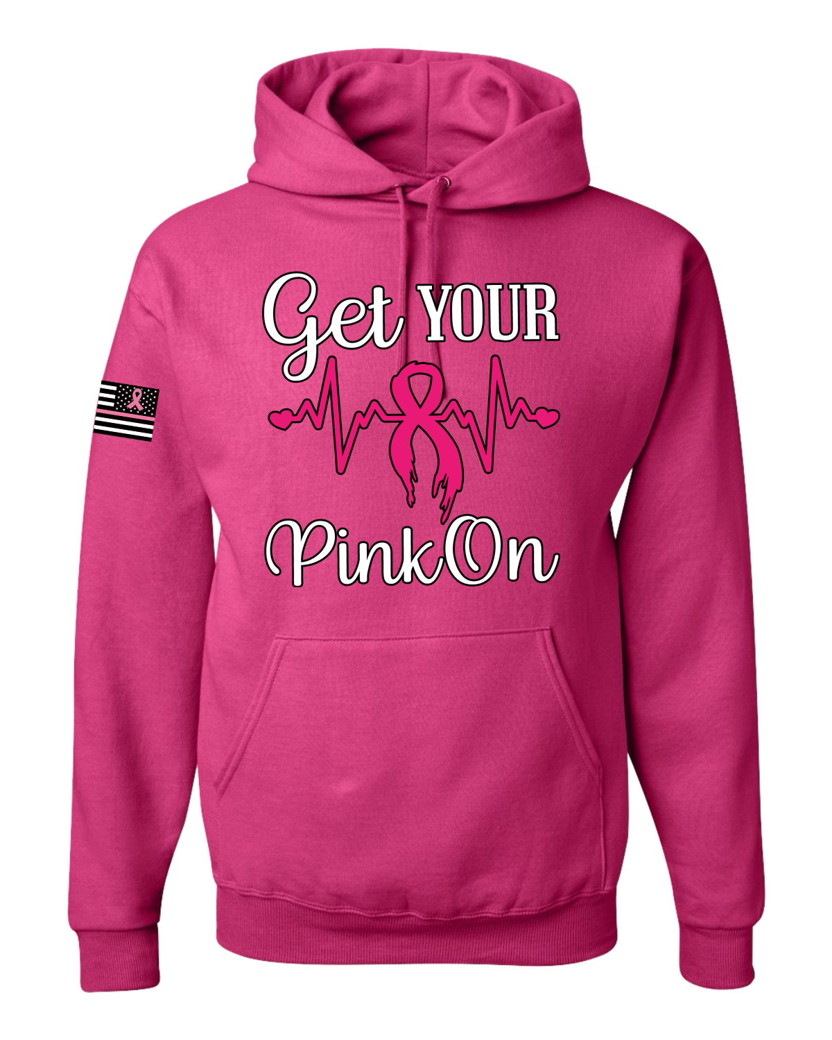 Collection Designs Breast Cancer Awareness US Flag Pride Unisex Pink Sweatshirt