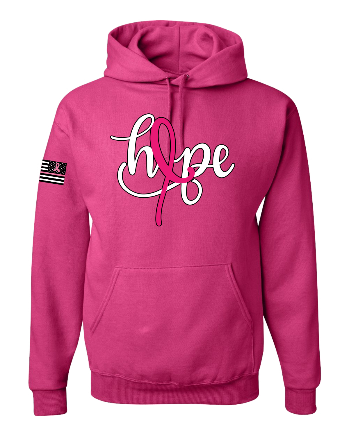 Collection Designs Breast Cancer Awareness US Flag Pride Unisex Pink Sweatshirt