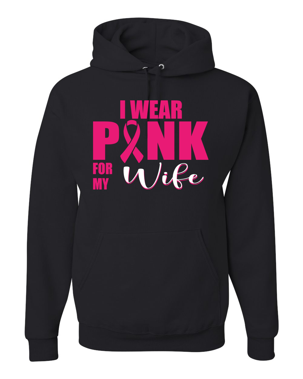 Breast Cancer Awareness Pink Ribbon Survivor Support Black Hoodie Sweatshirt - Picture 5 of 7