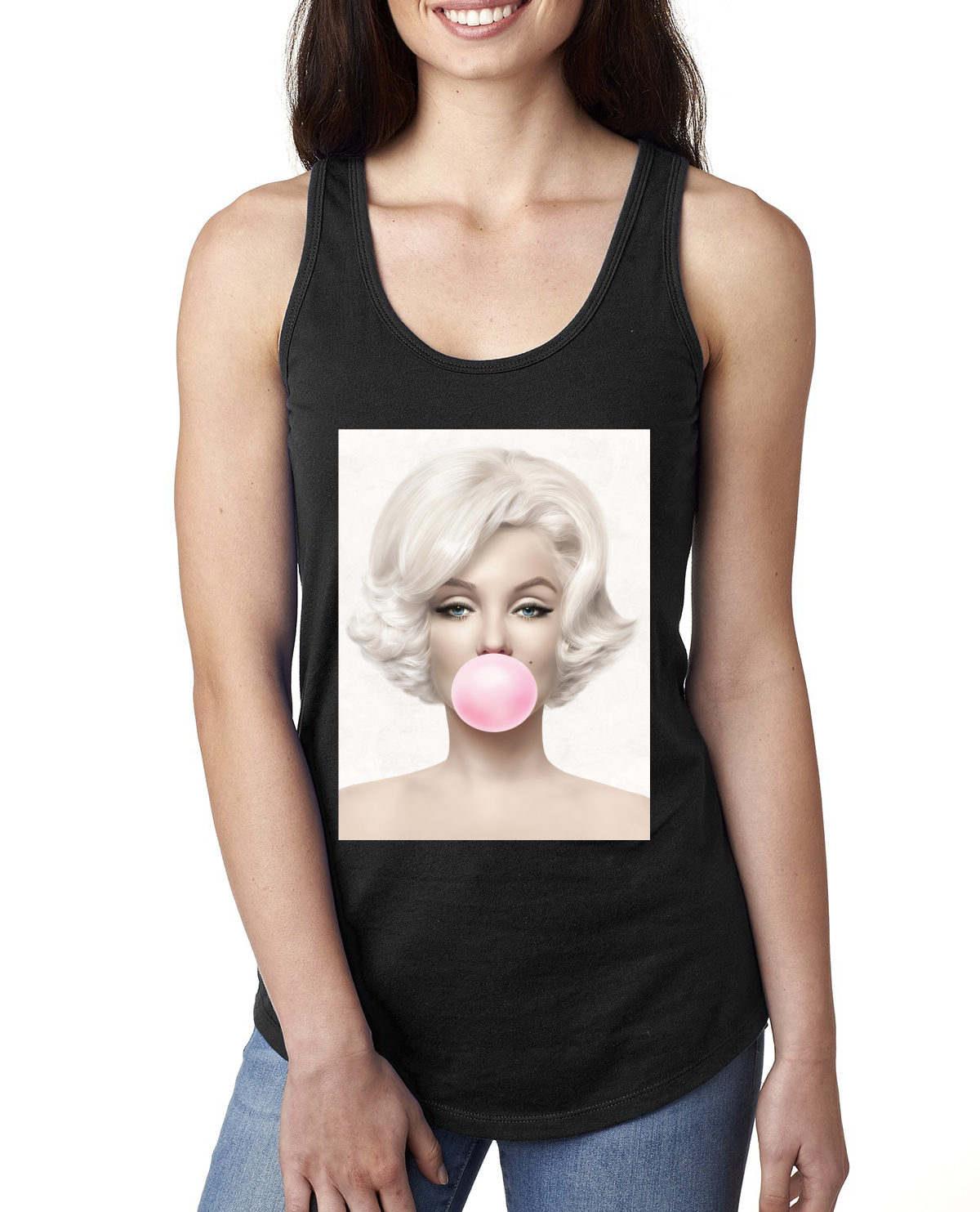 Marilyn Monroe Gun Ladies Racerback Tank Top