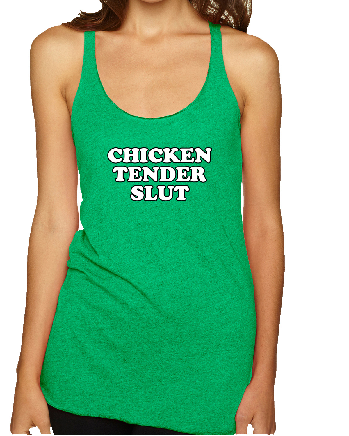 Chicken Tender Slut Humor Tri-Blend Racerback Tank Top - Picture 5 of 15