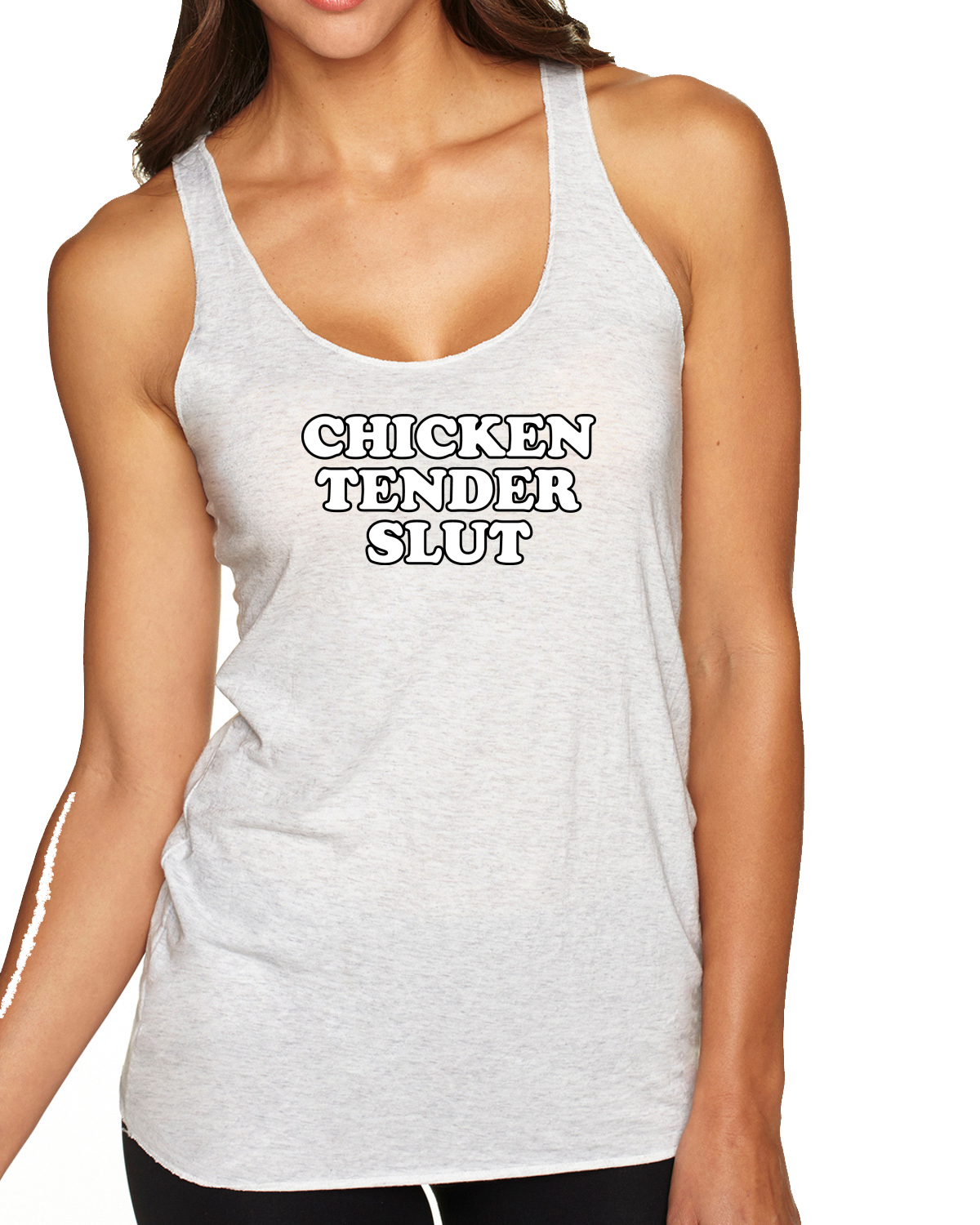 Chicken Tender Slut Humor Tri-Blend Racerback Tank Top - Picture 6 of 15