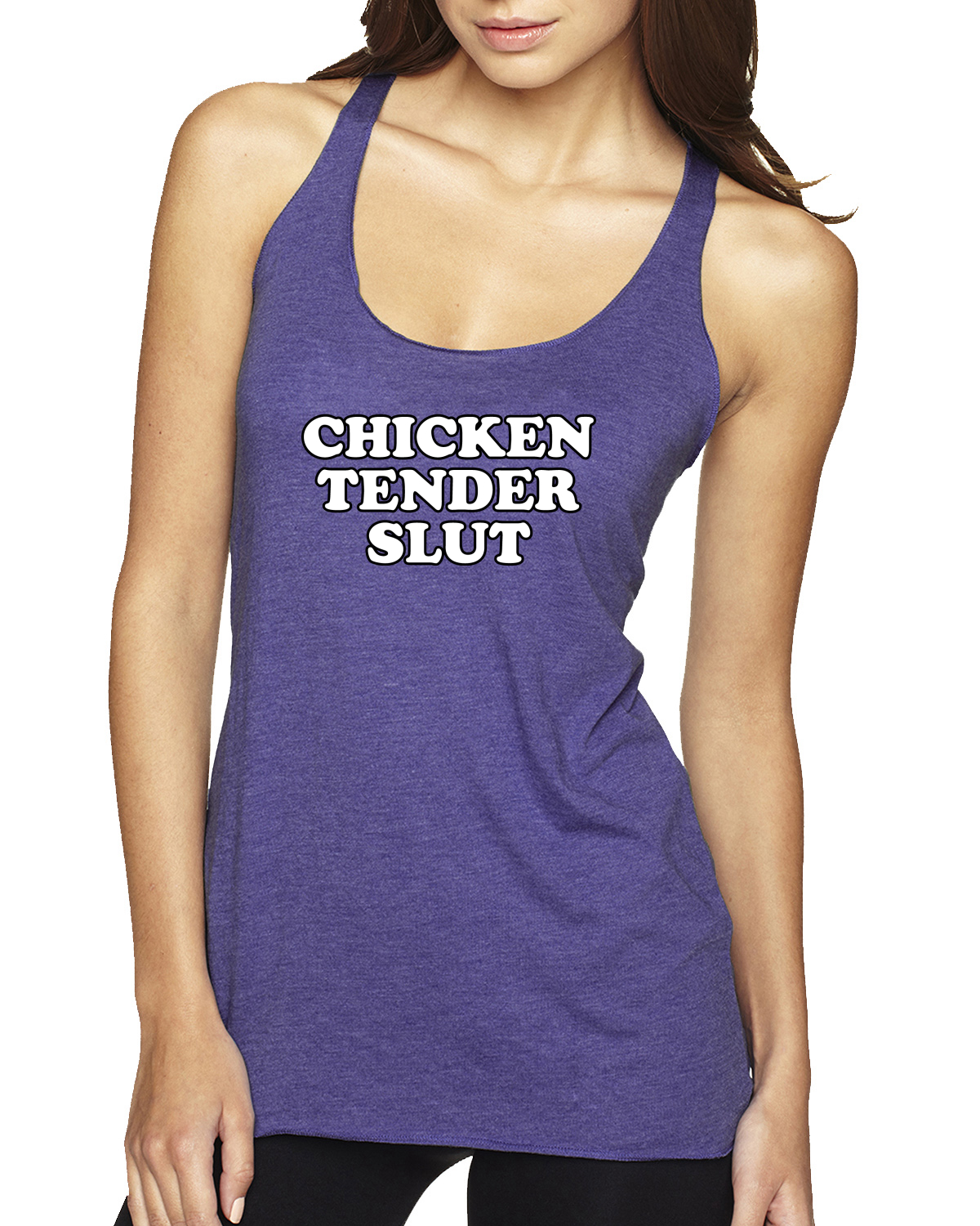 Chicken Tender Slut Humor Tri-Blend Racerback Tank Top - Picture 3 of 15
