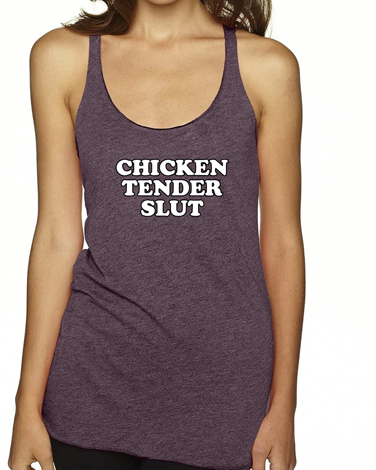 Chicken Tender Slut Humor Tri-Blend Racerback Tank Top - Picture 15 of 15