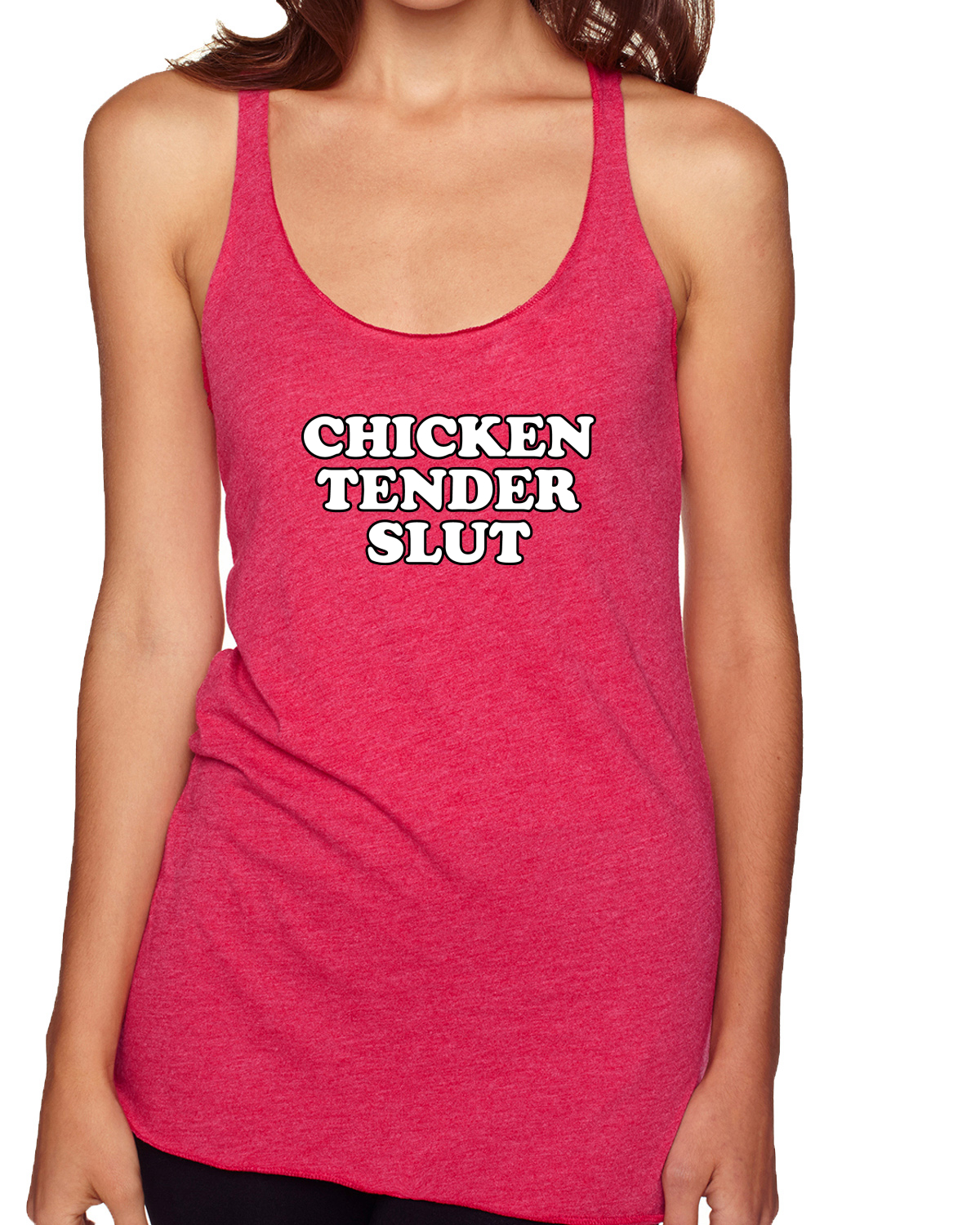 Chicken Tender Slut Humor Tri-Blend Racerback Tank Top - Picture 13 of 15