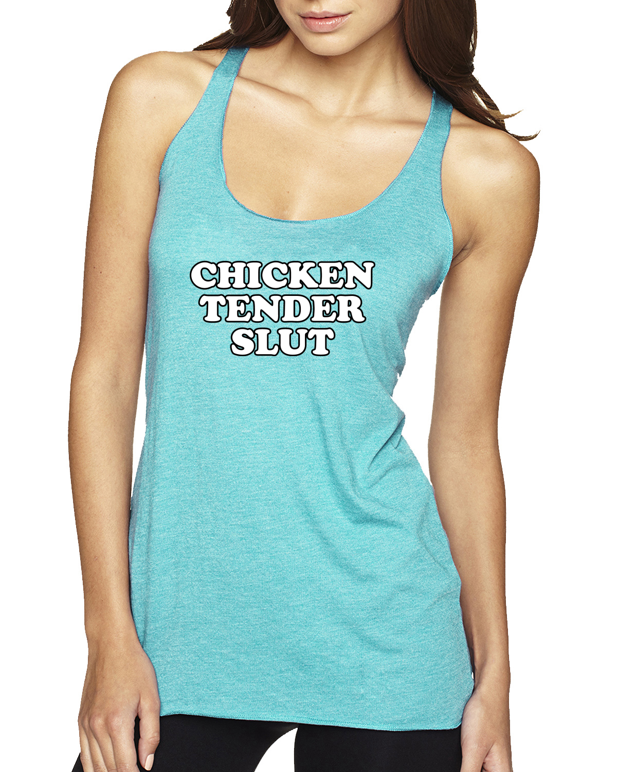 Chicken Tender Slut Humor Tri-Blend Racerback Tank Top - Picture 4 of 15