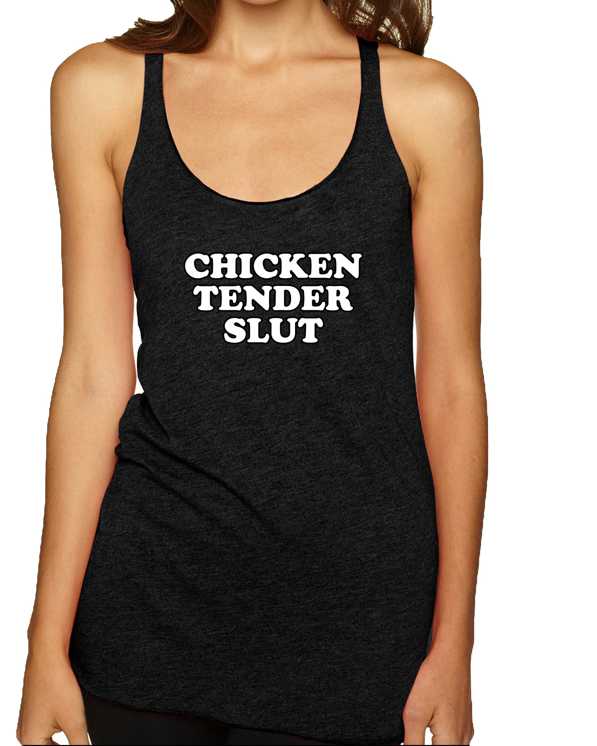 Chicken Tender Slut Humor Tri-Blend Racerback Tank Top - Picture 8 of 15