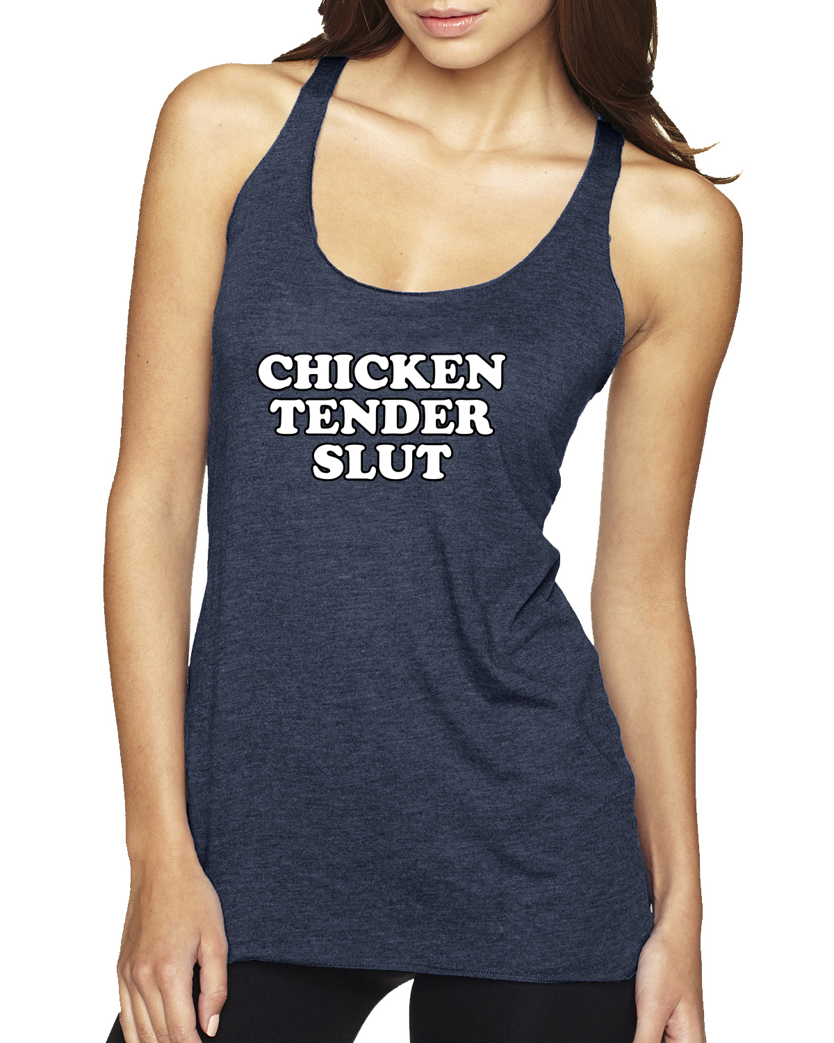 Chicken Tender Slut Humor Tri-Blend Racerback Tank Top - Picture 9 of 15