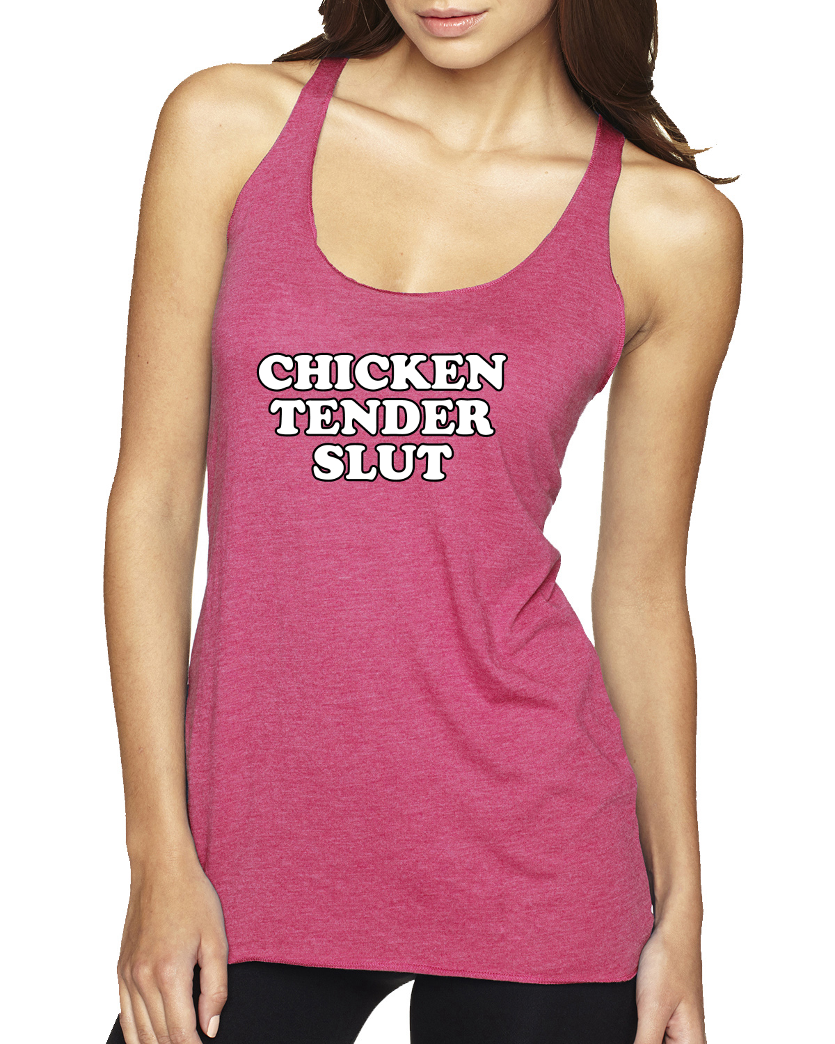 Chicken Tender Slut Humor Tri-Blend Racerback Tank Top - Picture 14 of 15