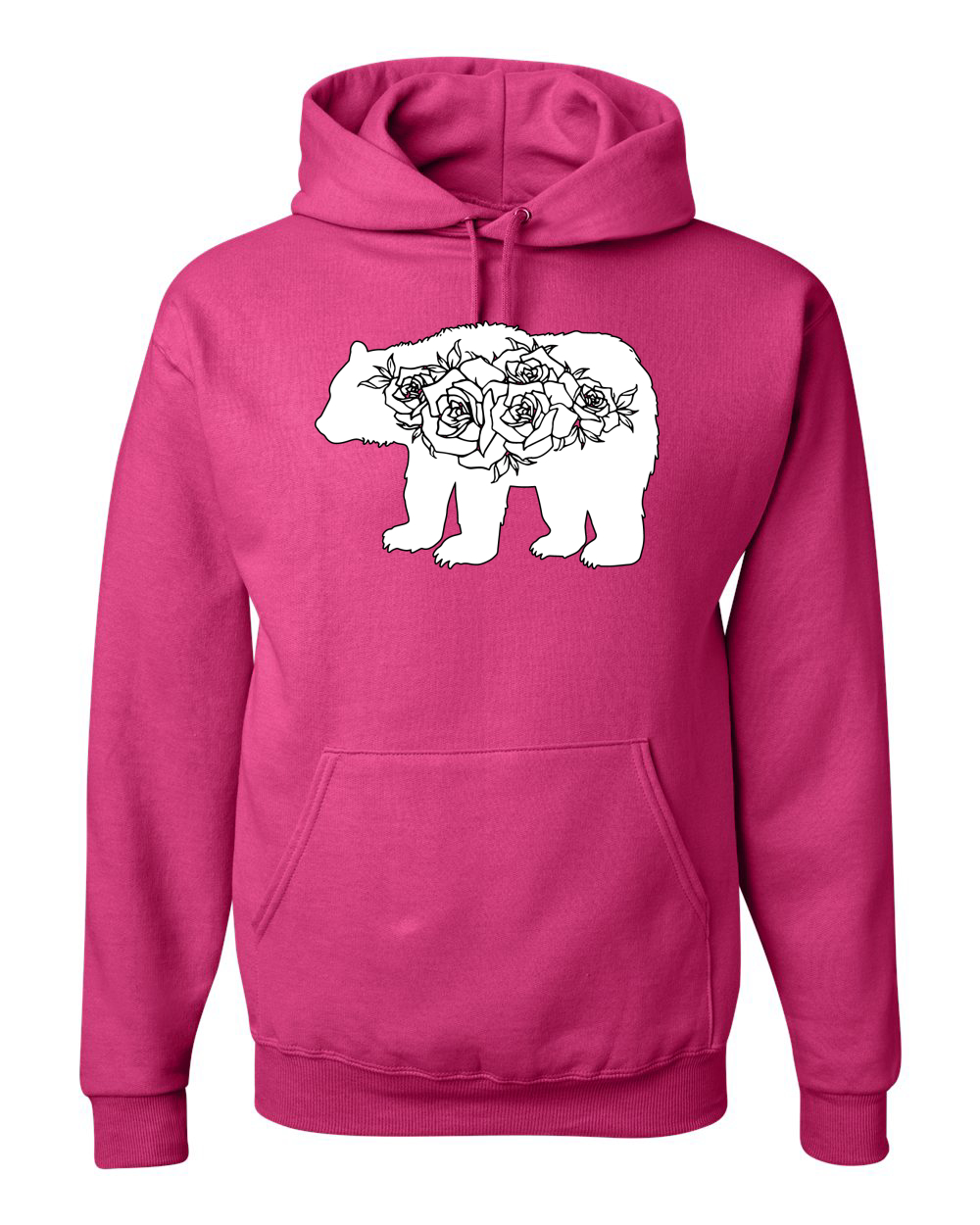 Bear Rose Animals Unisex Cotton Blend Long Sleeve Graphic Hoodie ...