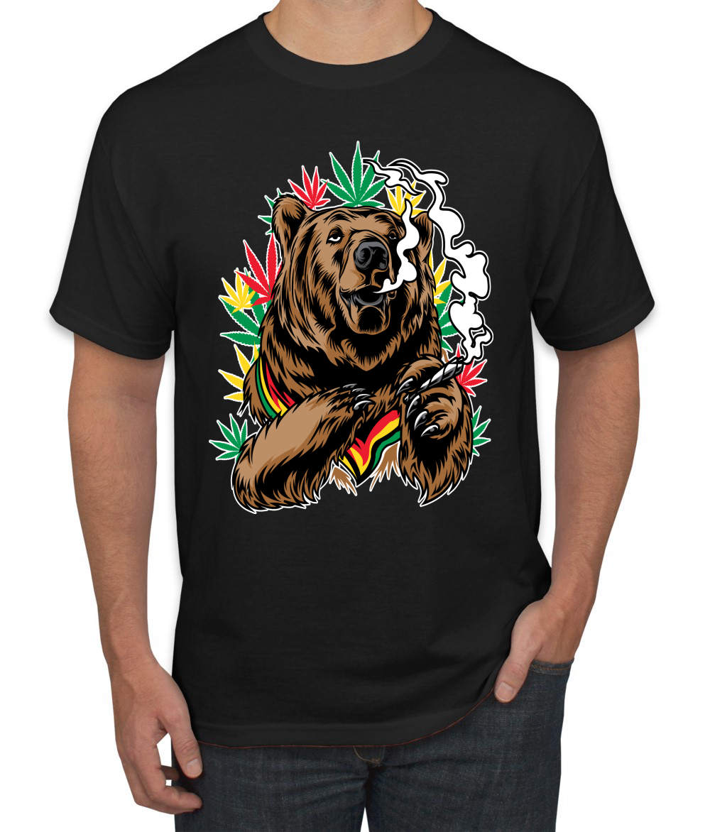 Camiseta gráfica para hombre Bear Rasta colores fumar marihuana hierba - Imagen 3 de 26