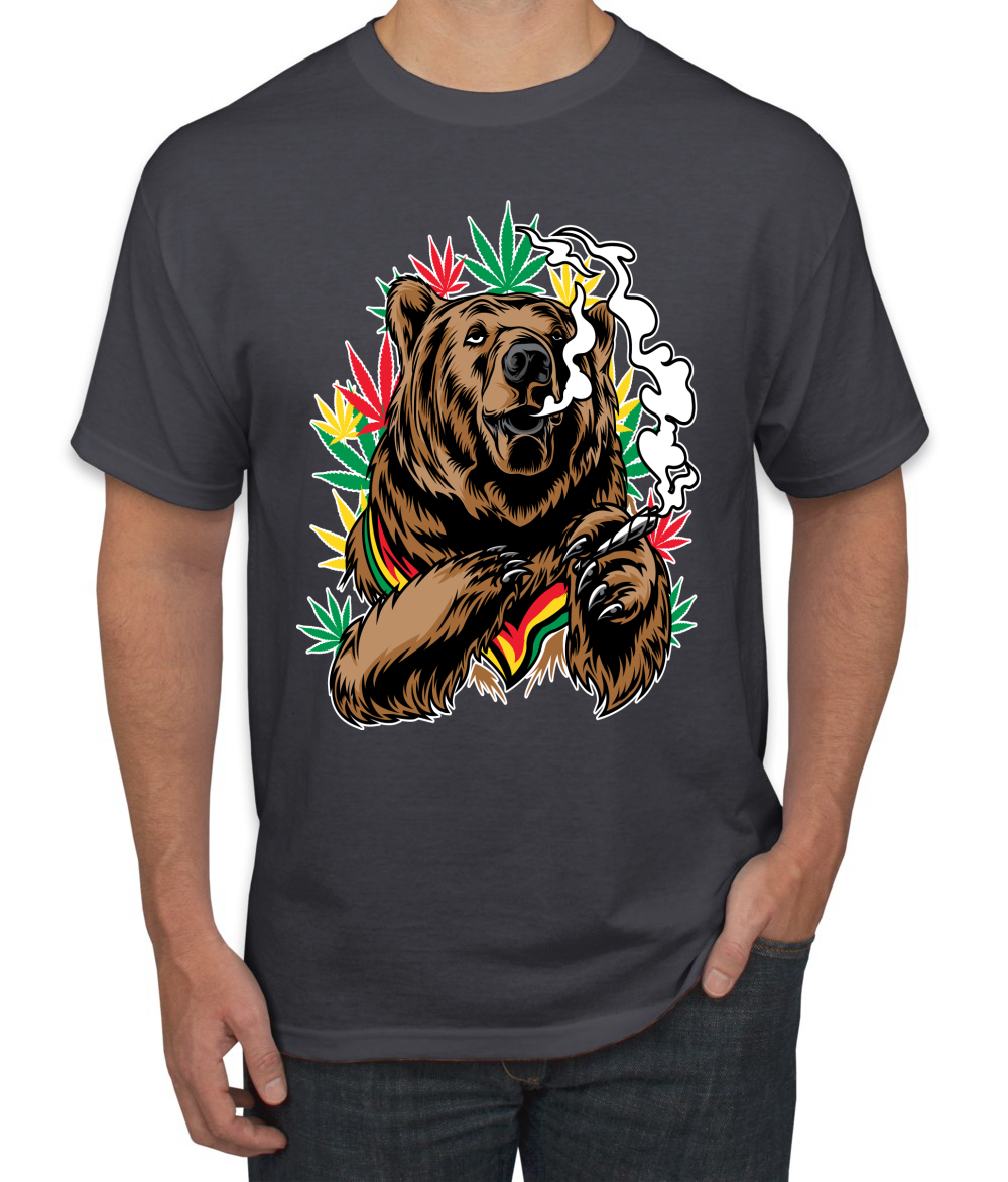 Camiseta gráfica para hombre Bear Rasta colores fumar marihuana hierba - Imagen 4 de 26