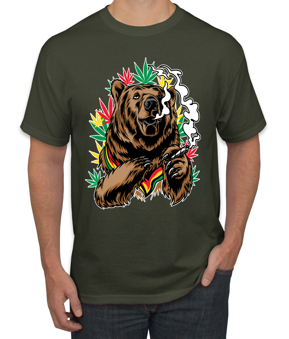 Camiseta gráfica para hombre Bear Rasta colores fumar marihuana hierba - Imagen 15 de 26