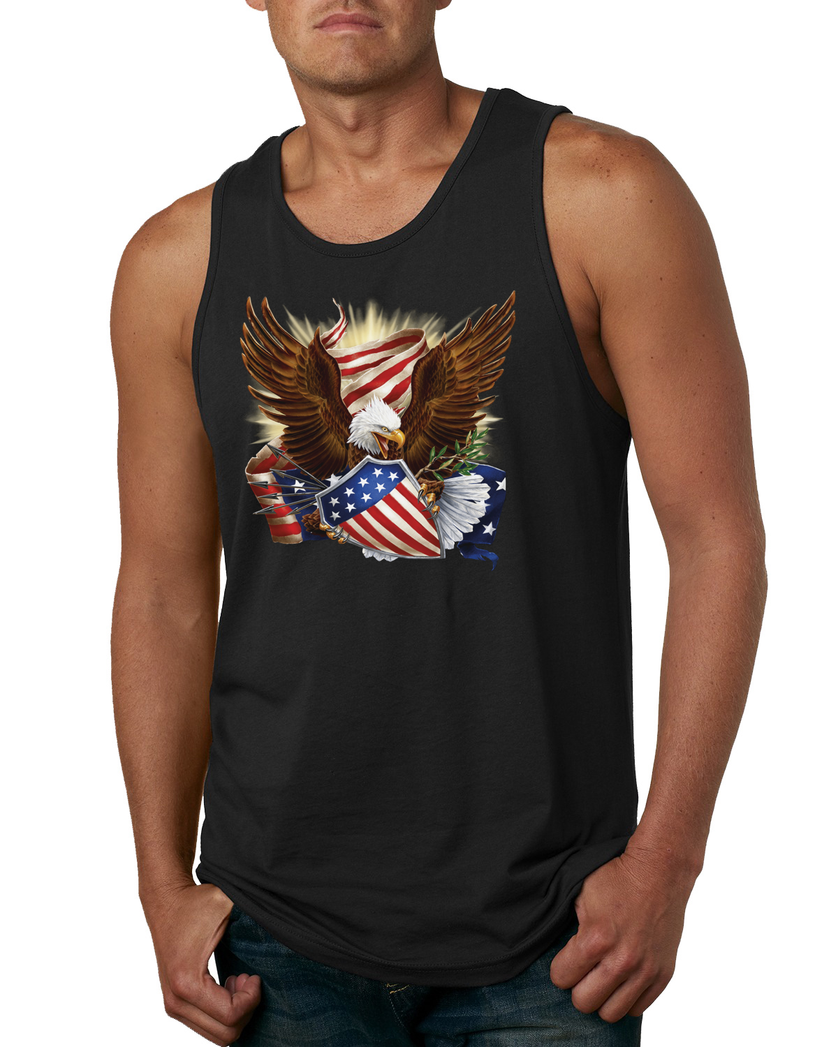 Eagle US Flag USA Pride American Pride Men Graphic Tank Top - Picture 3 of 9