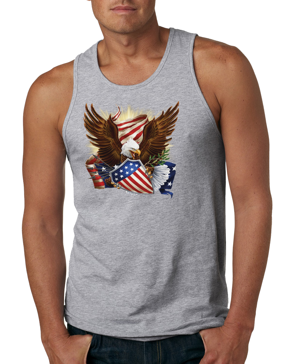 Eagle US Flag USA Pride American Pride Men Graphic Tank Top - Picture 5 of 9