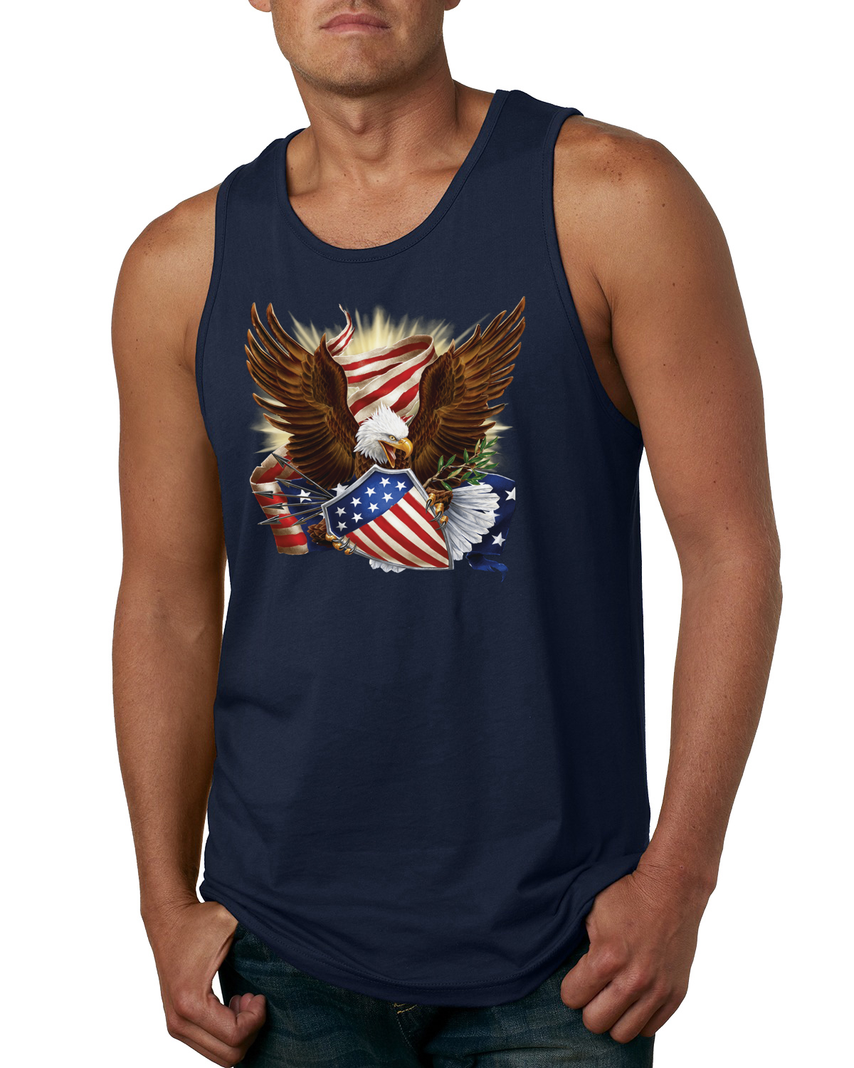 Eagle US Flag USA Pride American Pride Men Graphic Tank Top - Picture 6 of 9