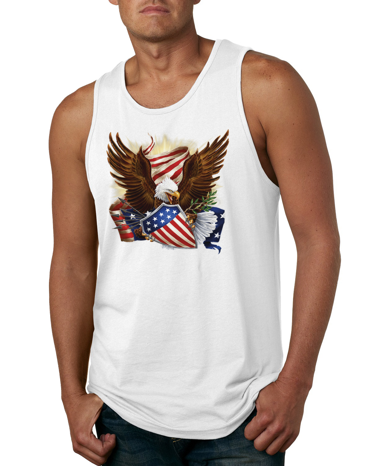 Eagle US Flag USA Pride American Pride Men Graphic Tank Top - Picture 9 of 9
