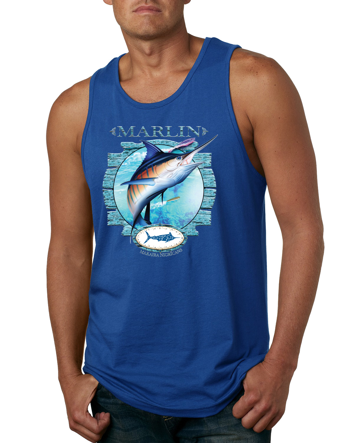 Camiseta sin mangas gráfica Blue Marlin para pesca de peces para hombre - Imagen 8 de 9
