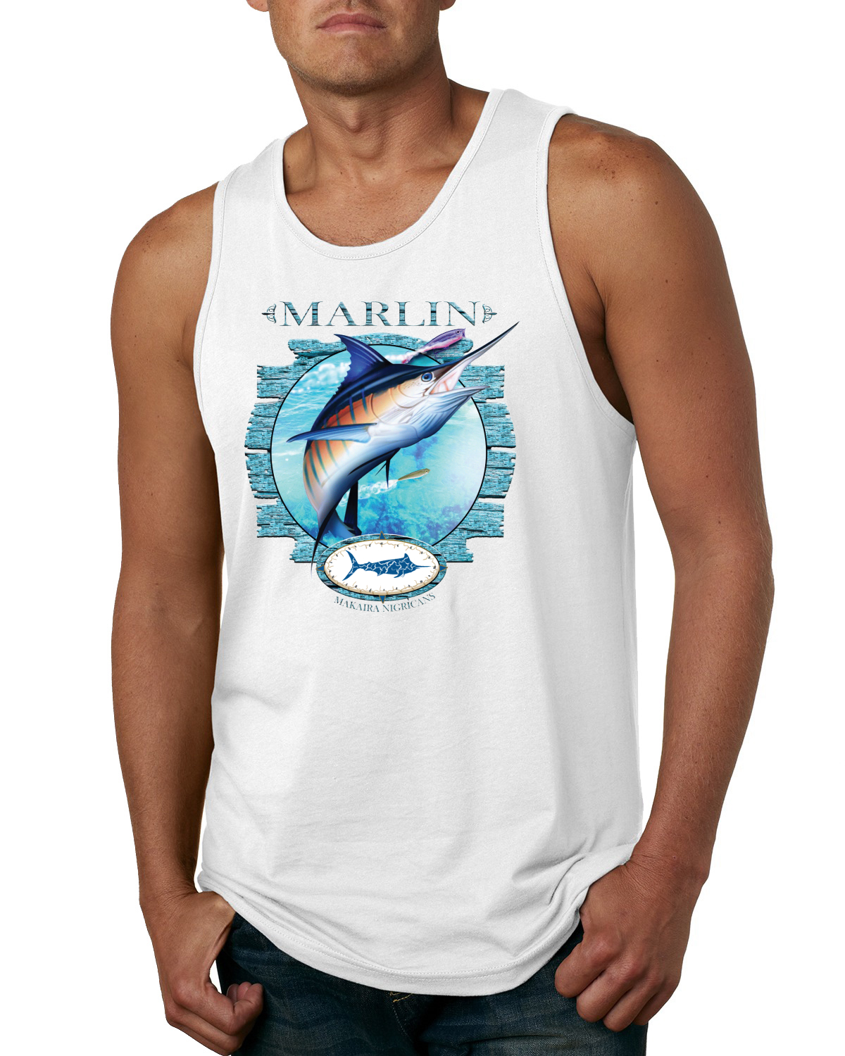 Camiseta sin mangas gráfica Blue Marlin para pesca de peces para hombre - Imagen 9 de 9